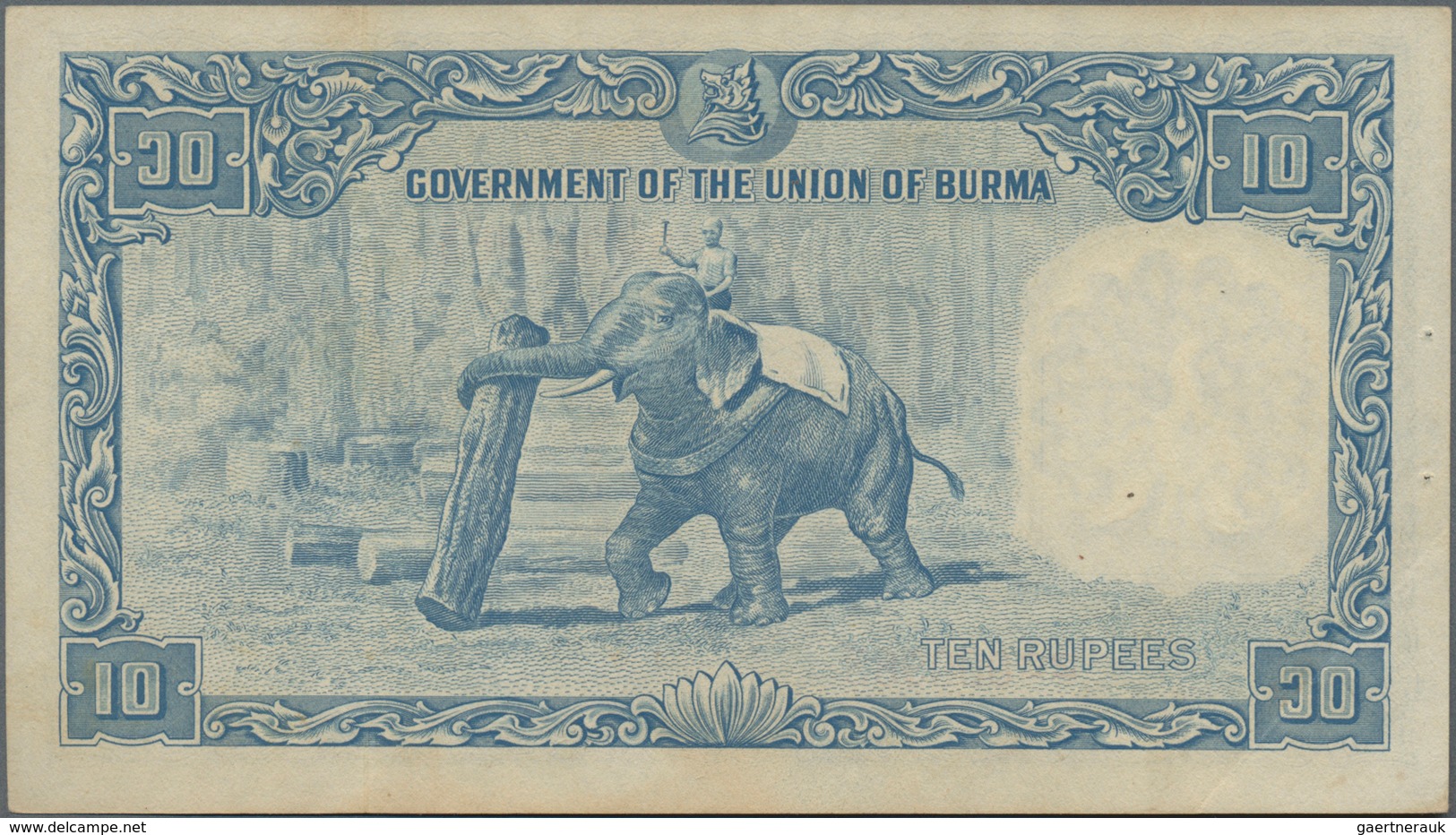 Burma / Myanmar / Birma: Government Of The Union Of Burma 10 Rupees ND(1949), P.36, Great Original S - Myanmar
