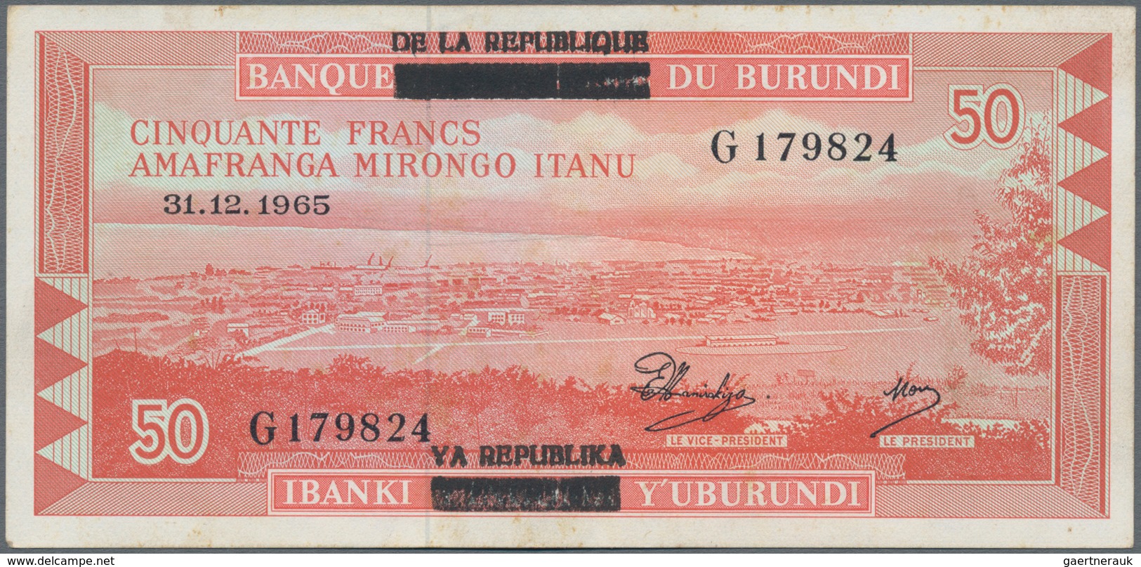 Burundi: Banque De La République Du Burundi 50 Francs 1964, P.16a, Soft Vertical Bend At Center And - Burundi