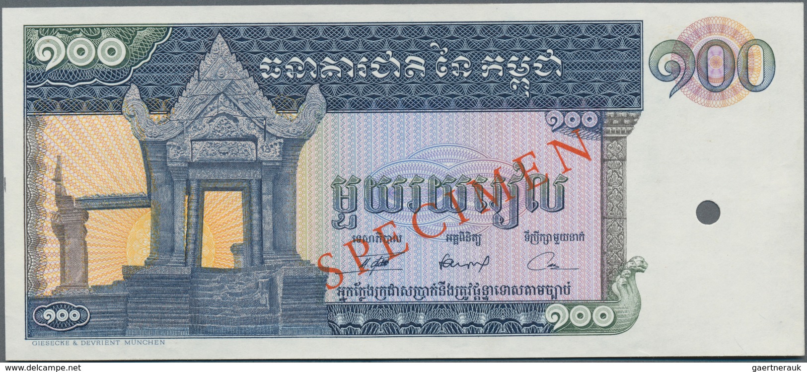 Cambodia / Kambodscha: Banque Nationale Du Cambodge Proof Print Of Front And Reverse Of The 100 Riel - Cambodia