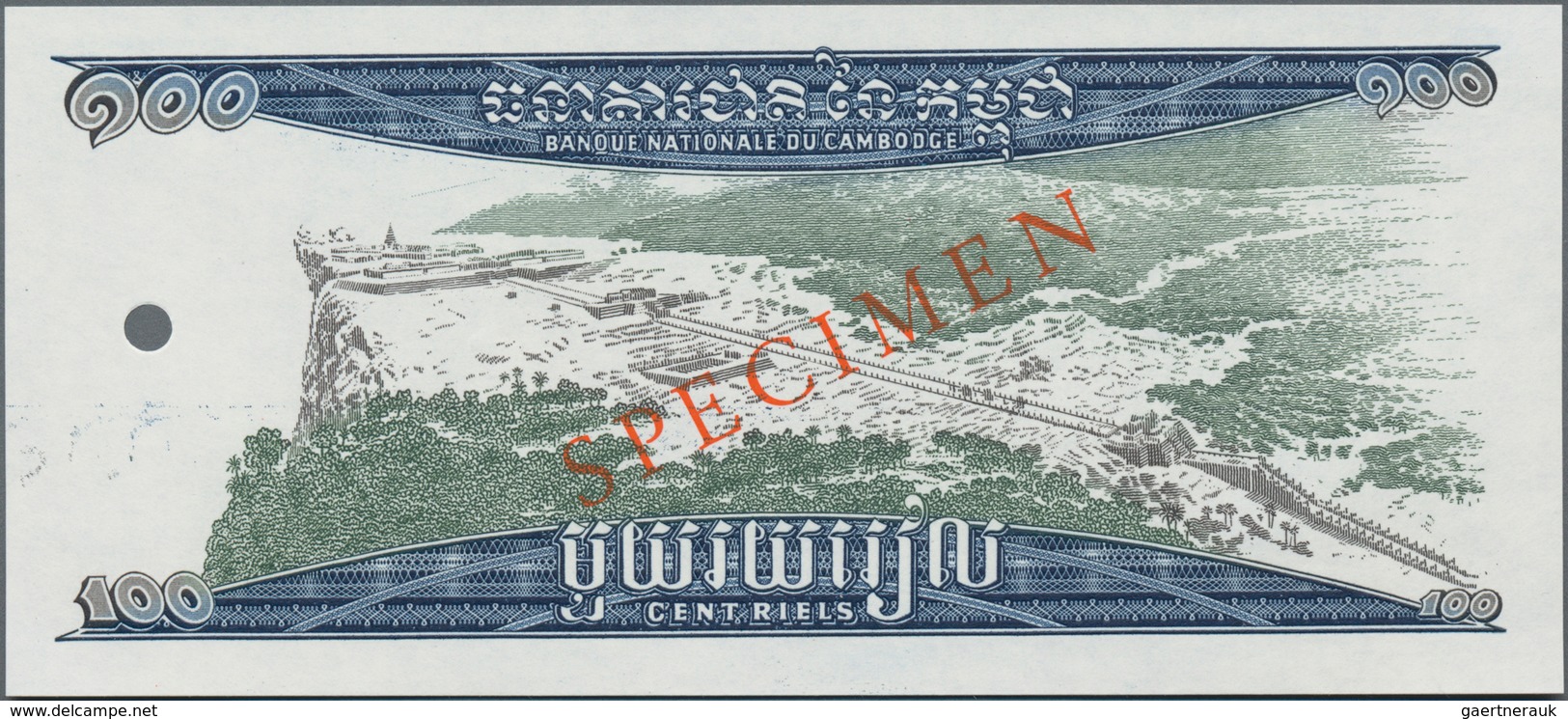 Cambodia / Kambodscha: Banque Nationale Du Cambodge Proof Print Of Front And Reverse Of The 100 Riel - Cambodia