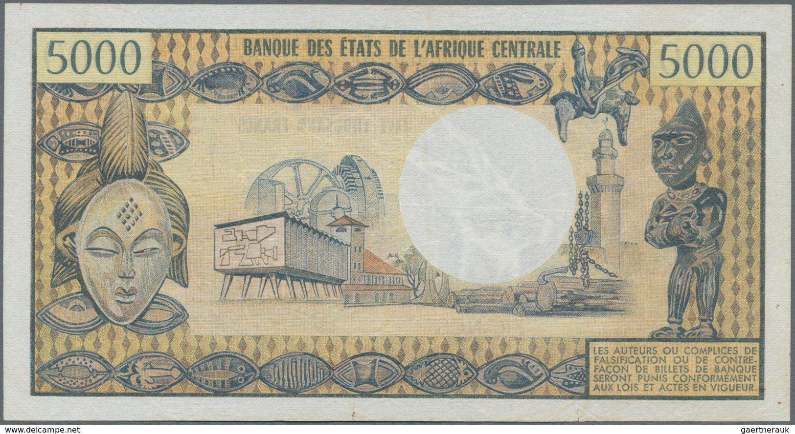 Cameroon / Kamerun: 5000 Francs ND(1974), P.17b, Some Minor Rusty Spots And A Few Pressed Folds. Con - Cameroon