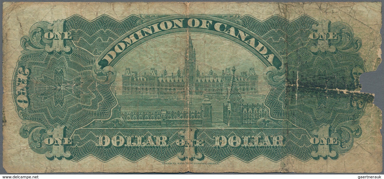 Canada: Dominion Of Canada 1 Dollar 1911, P.27a, Almost Well Worn Condition With Missing Parts At Le - Canada
