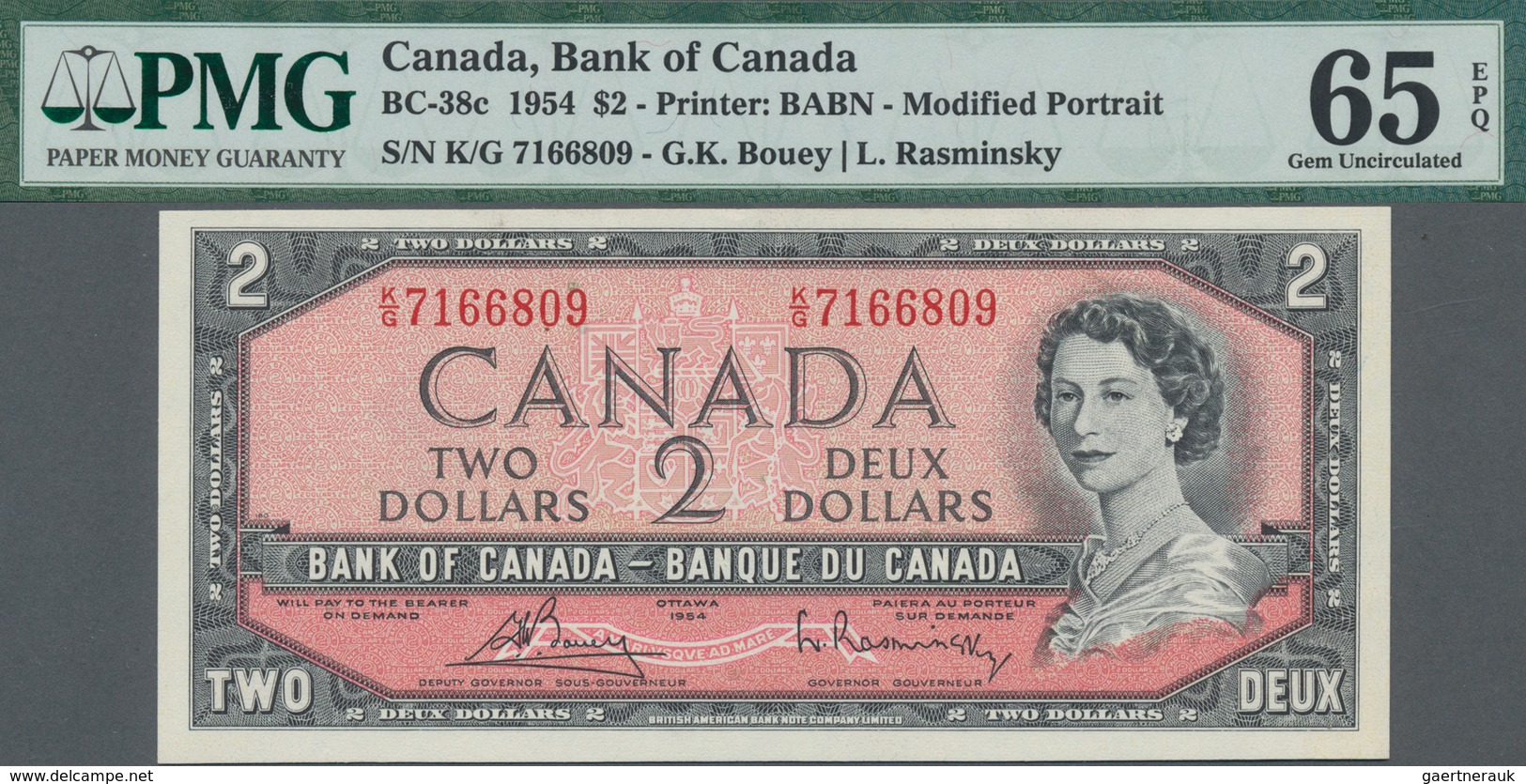 Canada: Bank Of Canada Pair With 1 Dollar 1954 "Devil's Face" P.29b PMG 66 Gem Uncirculated EPQ And - Kanada