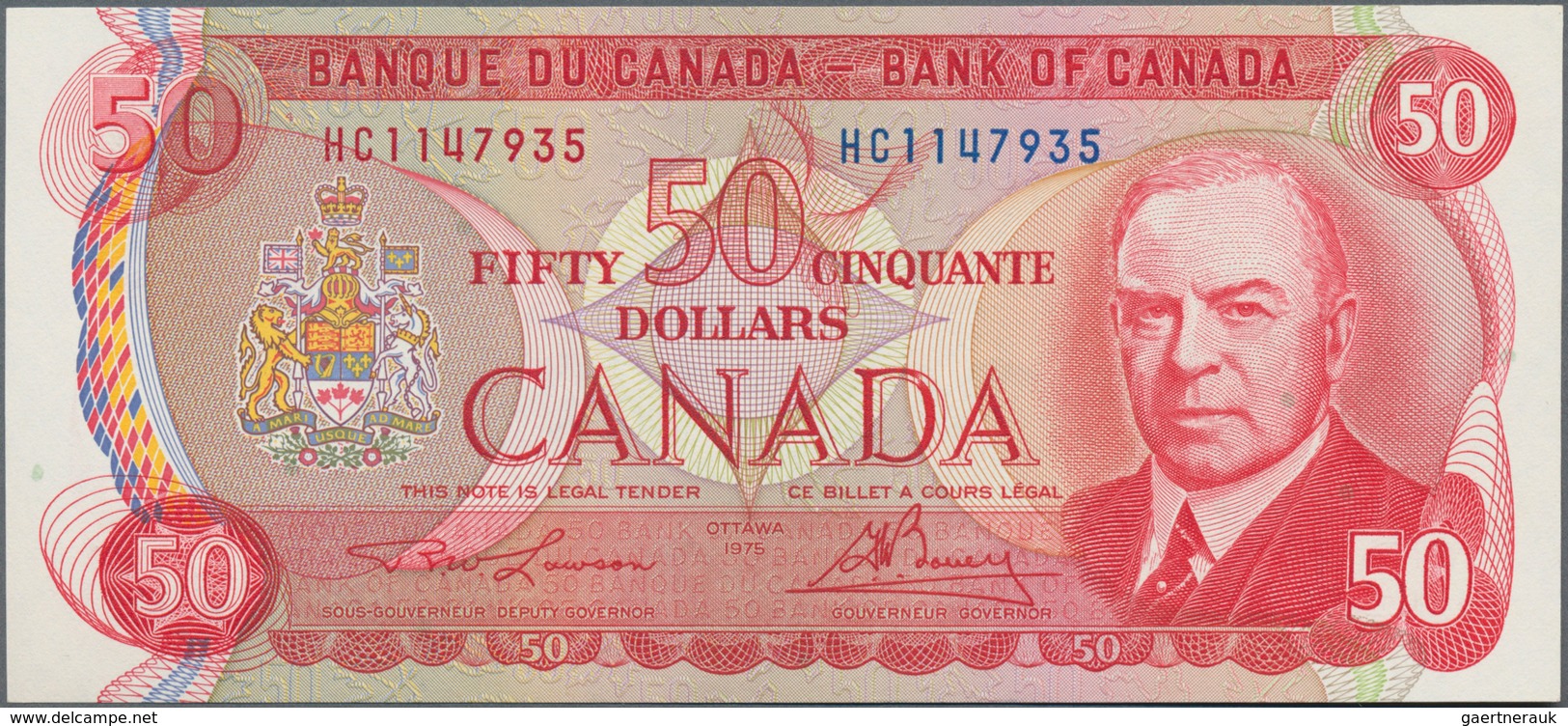 Canada: Bank Of Canada 50 Dollars 1975 With Red Signature Lawson & Bouey, P.90a In Perfect UNC Condi - Kanada