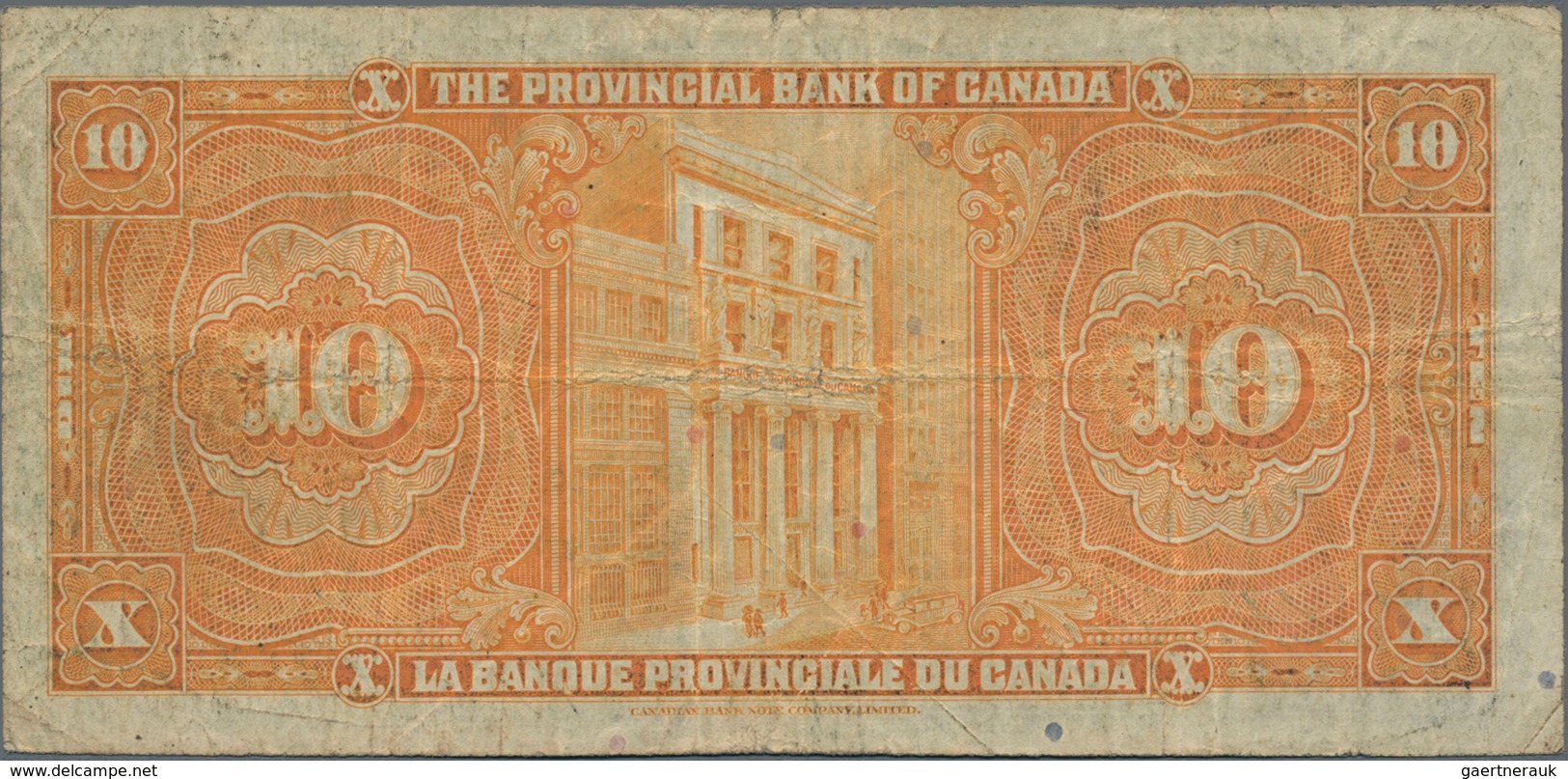 Canada: The Provincial Bank Of Canada 10 Dollars 1936, P.S922a, Still Nice With Bright Colors, Just - Canada