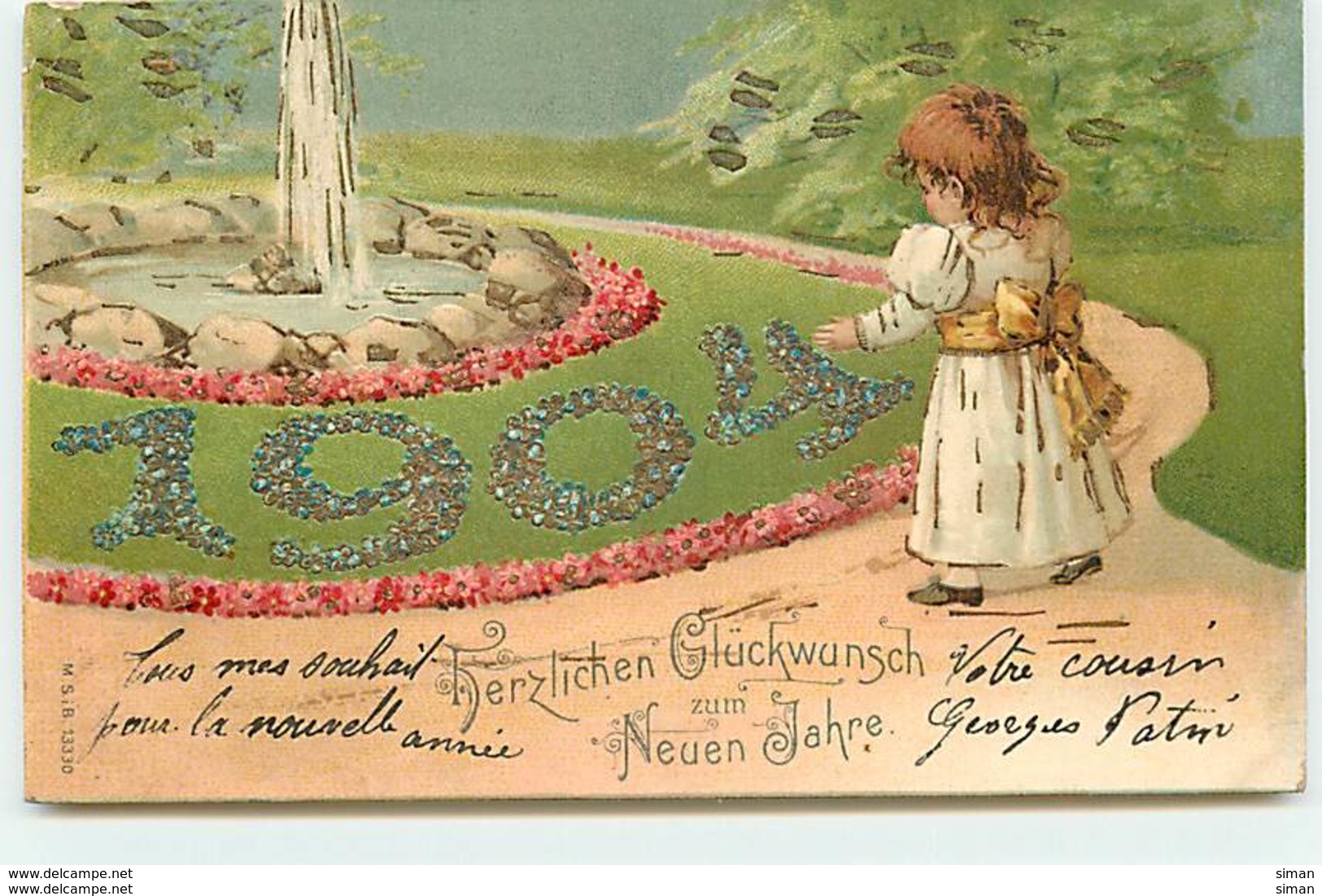 N°13082 - Carte Gaufrée - Herzlichen Glückwunsch Zum Neuen Jahre - 1904 - Fillette - Anno Nuovo