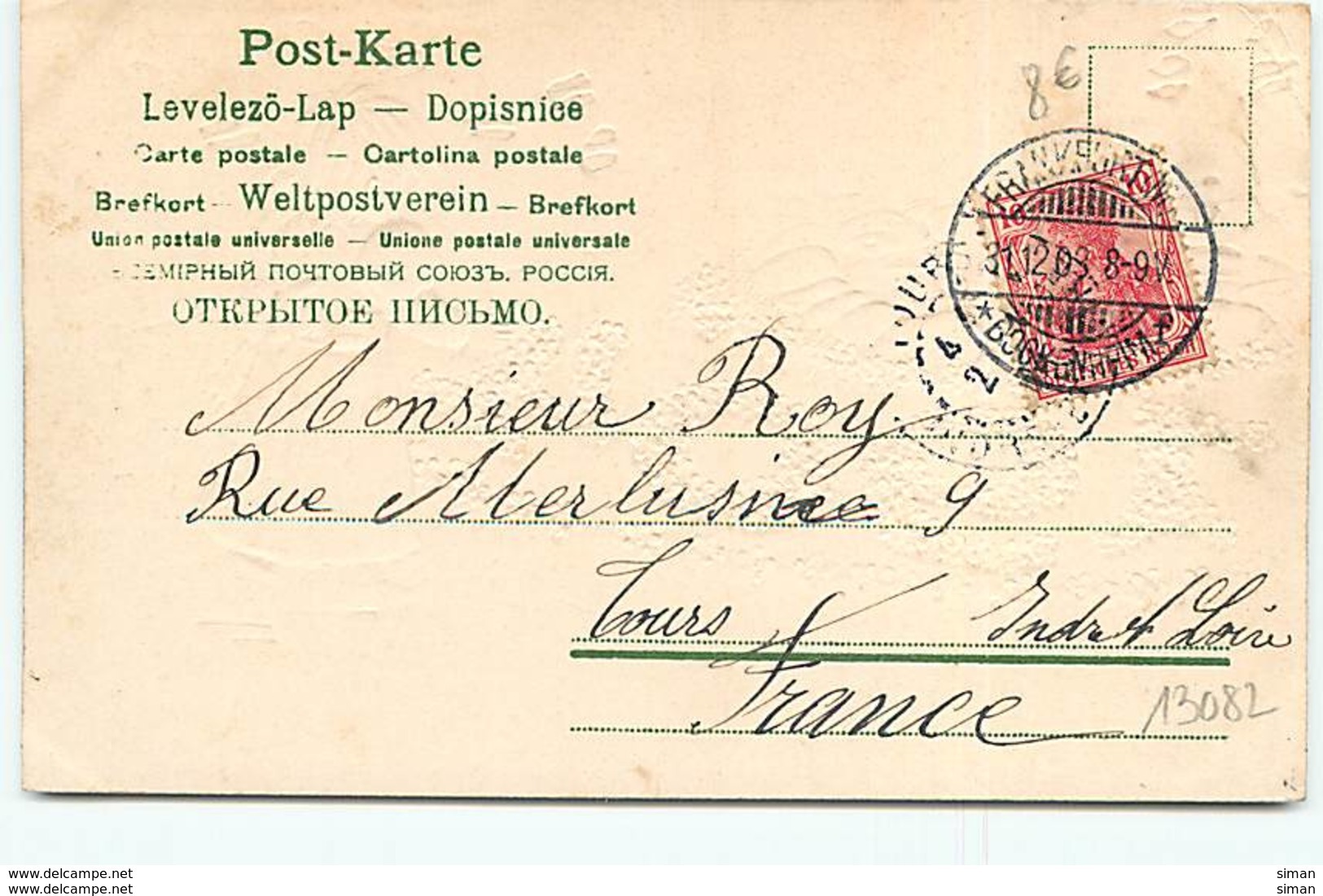 N°13082 - Carte Gaufrée - Herzlichen Glückwunsch Zum Neuen Jahre - 1904 - Fillette - Anno Nuovo