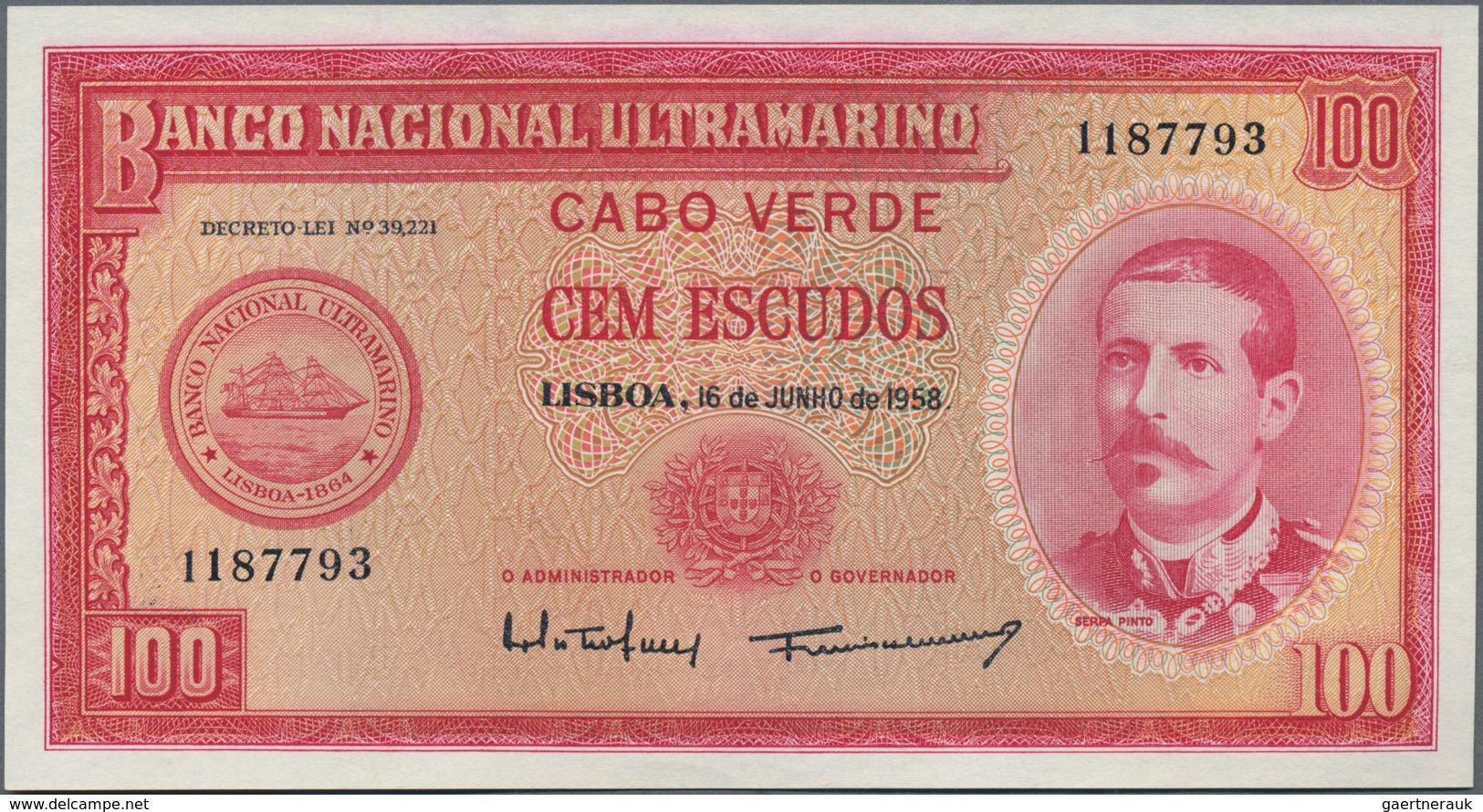 Cape Verde / Kap Verde: Banco Nacional Ultramarino Small Lot With 20 And 50 Escudos 1972 And 100 Esc - Cap Verde