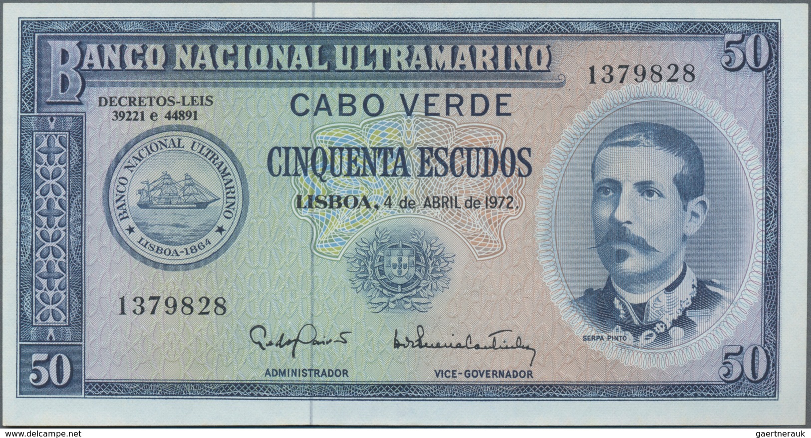 Cape Verde / Kap Verde: Banco Nacional Ultramarino Small Lot With 20 And 50 Escudos 1972 And 100 Esc - Cap Verde