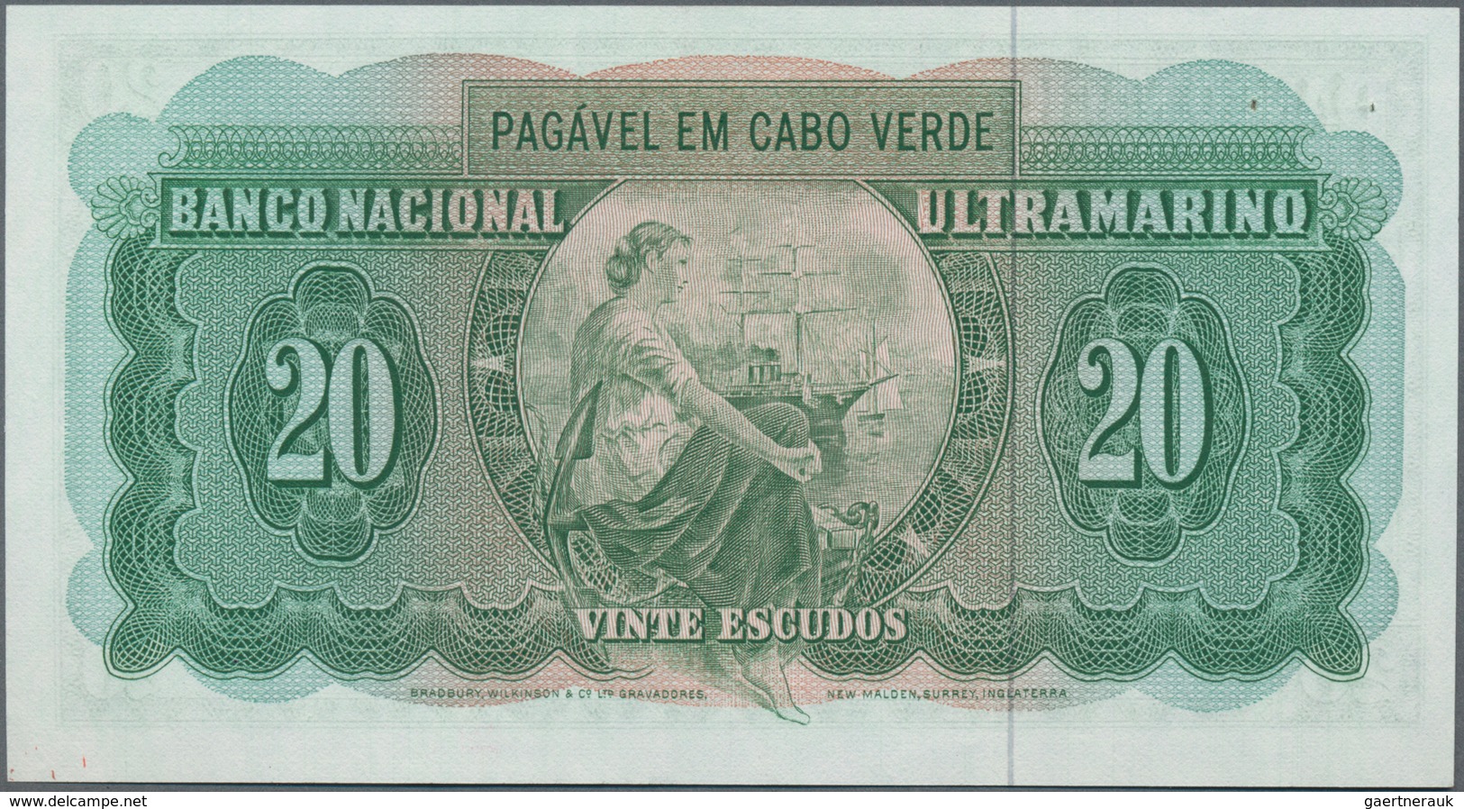 Cape Verde / Kap Verde: Banco Nacional Ultramarino 20 Escudos 1972, P.52, Soft Diagonal Bend At Cent - Cap Verde