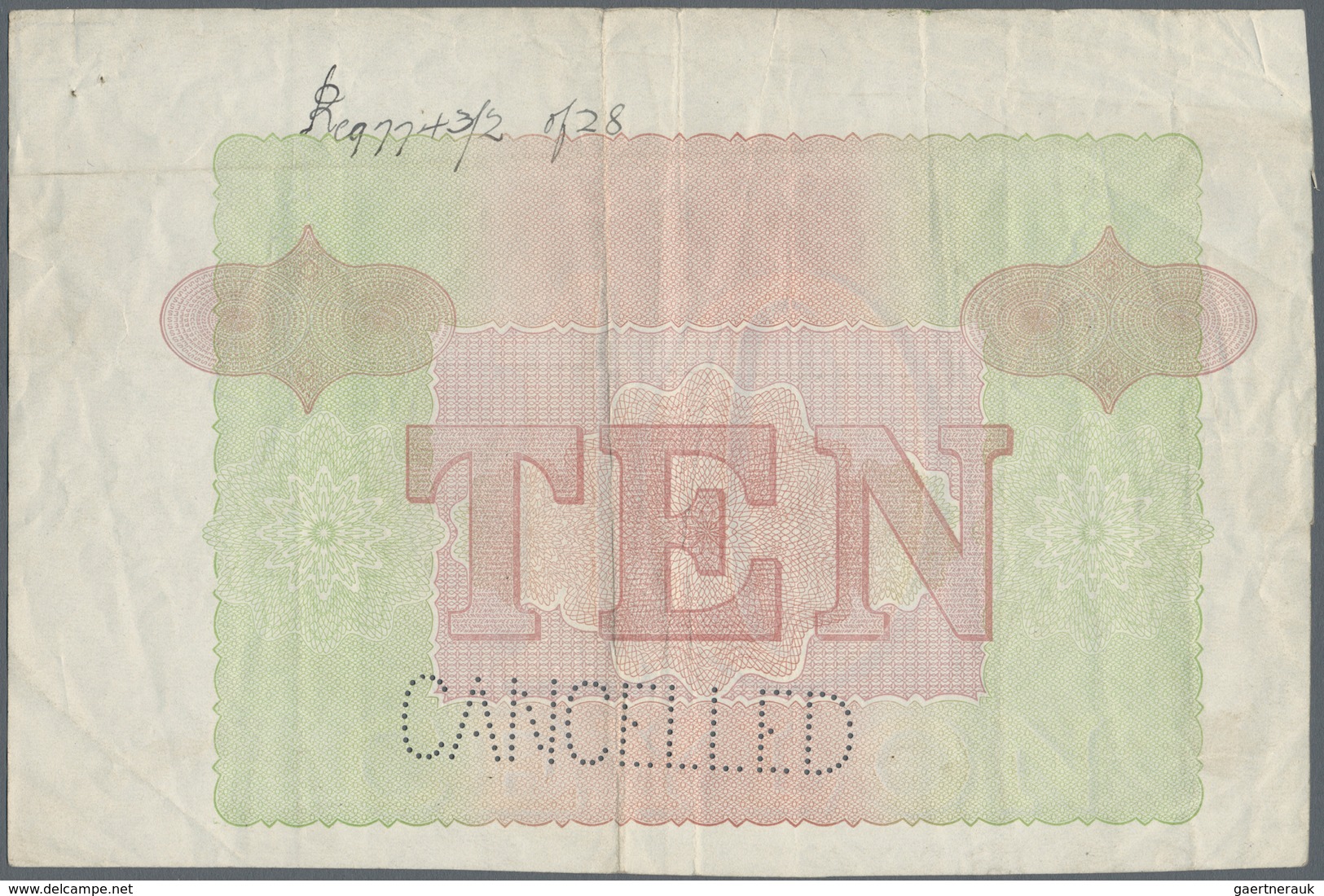 Ceylon: Vignette Proof Print For 10 Rupees P. 24p In Lilac Color, On Watermarked Banknote Paper With - Sri Lanka