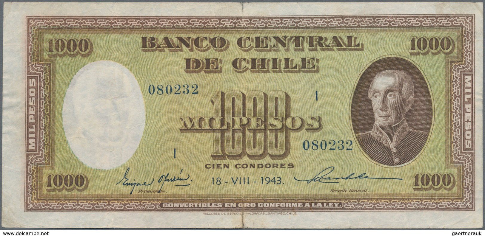 Chile: Nice Set With Republica De Chile 1 Peso 1919 P.15b (VF) And 1000 Pesos Banco Central De Chile - Chili