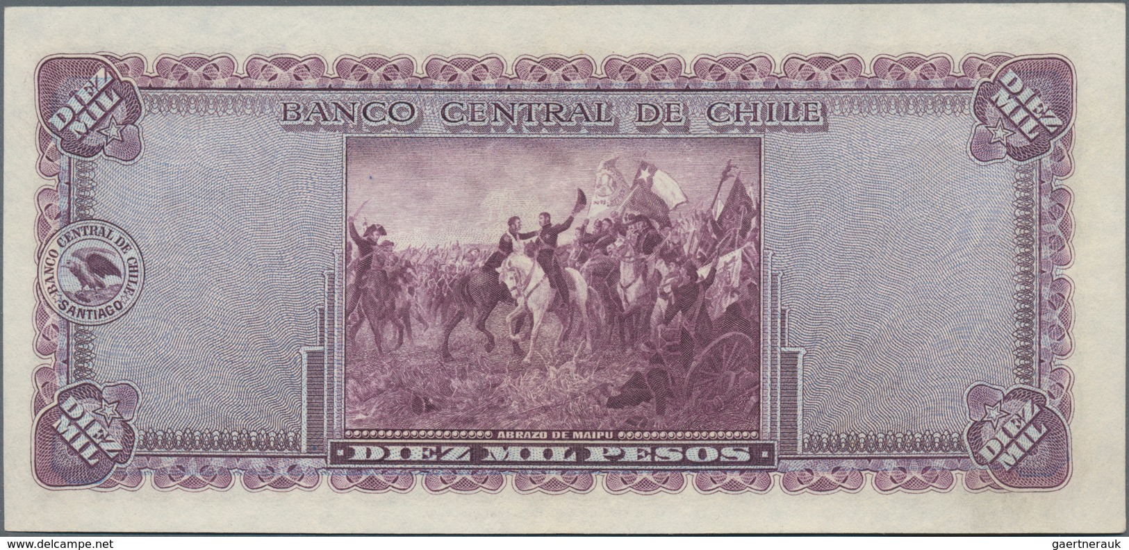 Chile: Banco Central De Chile 10.000 Pesos ND(1947-59), P.118, Tiny Dint At Upper Left, Otherwise Pe - Chili