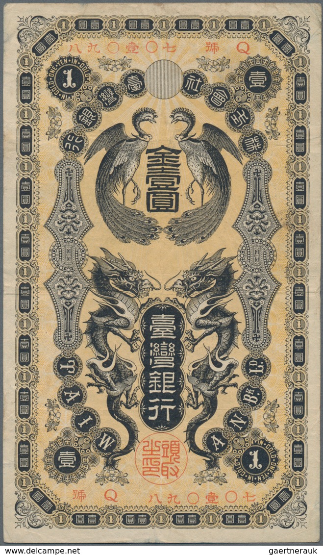 China: Bank Of Taiwan 1 Gold Yen ND(1904), P.1911, Still Nice With A Few Folds And Stains, Condition - Chine