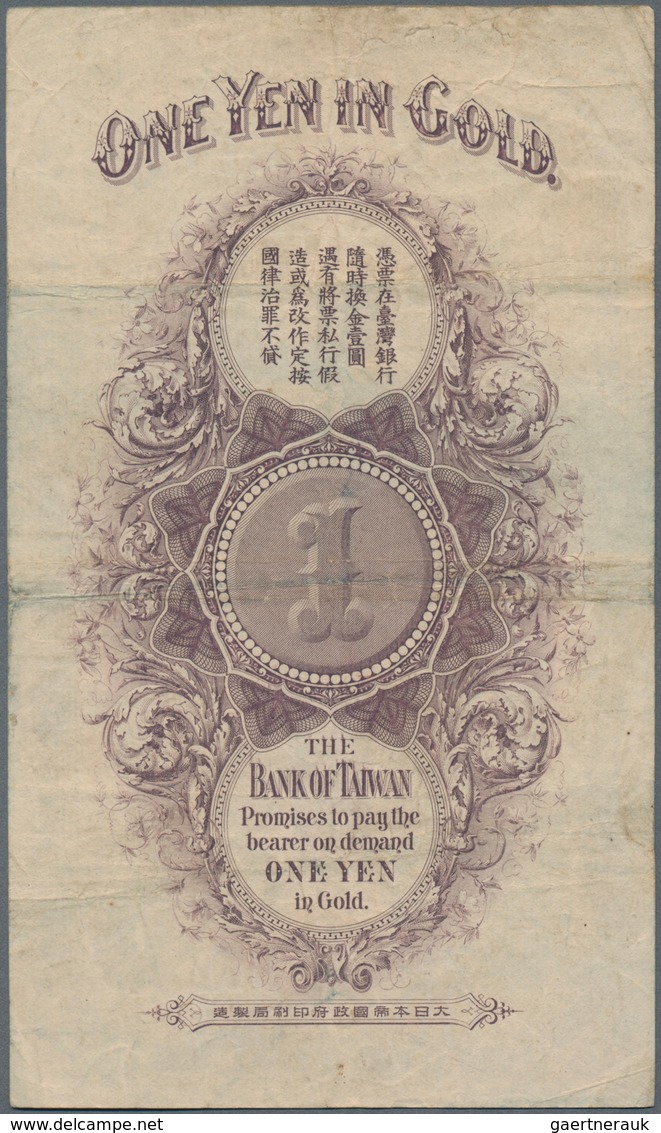 China: Bank Of Taiwan 1 Gold Yen ND(1904), P.1911, Still Nice With A Few Folds And Stains, Condition - Chine