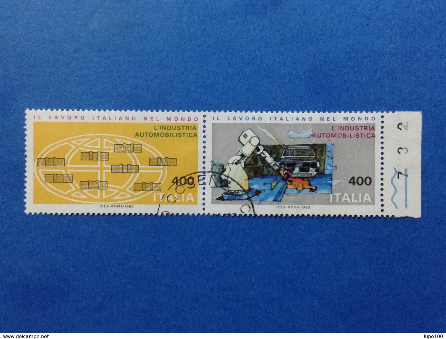 1983 ITALIA LAVORO DITTICO INDUSTRIA AUTOMOBILISTICA FRANCOBOLLI USATI ITALY STAMPS USED - 1981-90: Afgestempeld