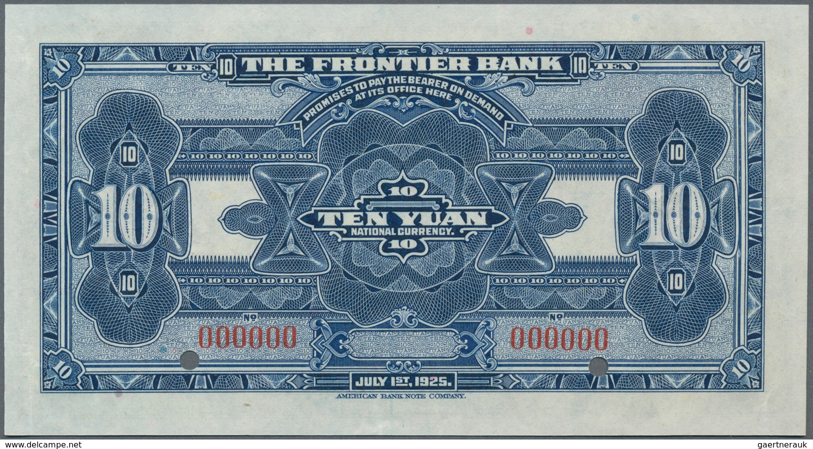 China: Frontier Bank, Harbin set with 5 banknotes series 1925 comprising 1, 5, 10, 50 and 100 Yuan S