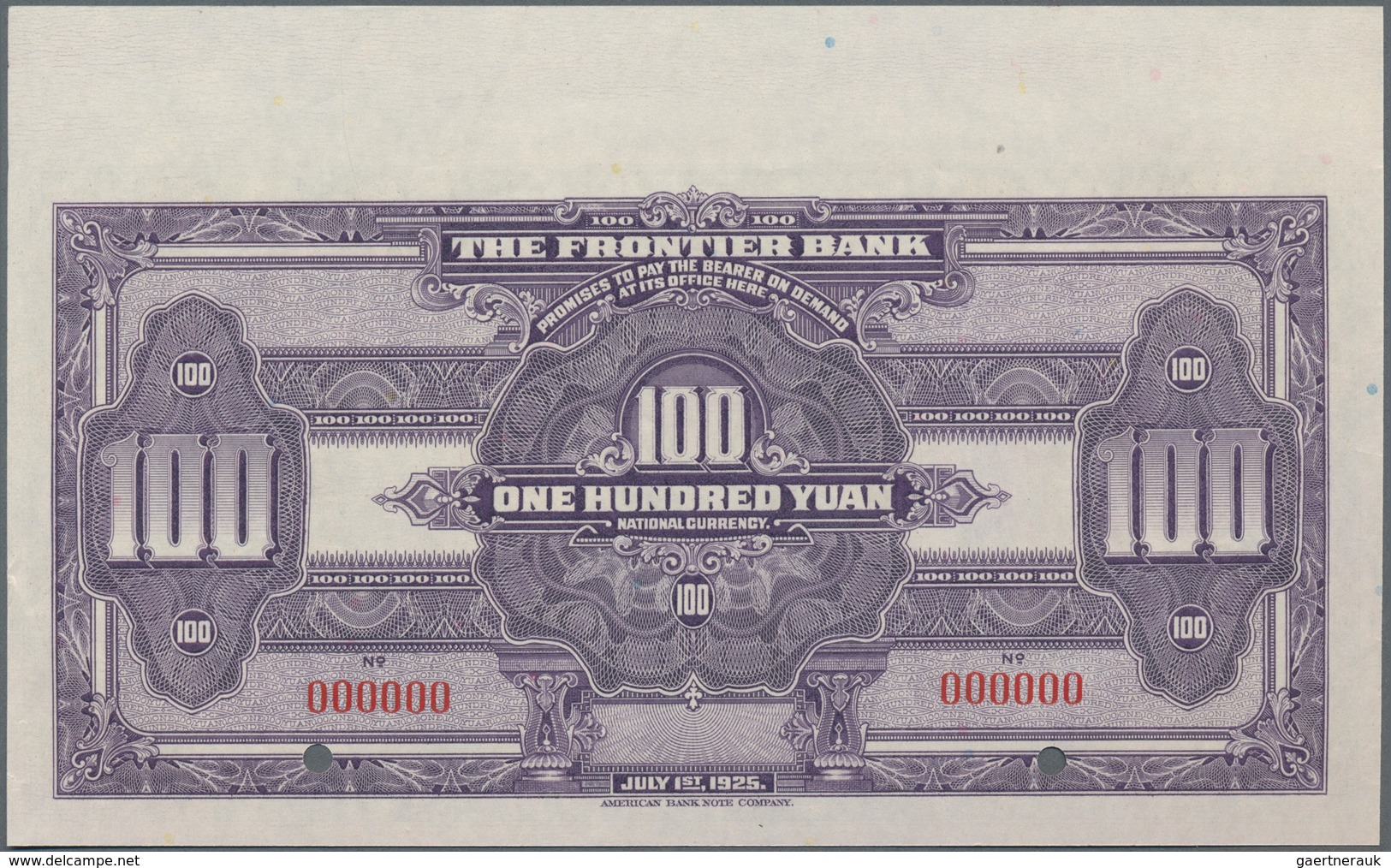 China: Frontier Bank, Harbin set with 5 banknotes series 1925 comprising 1, 5, 10, 50 and 100 Yuan S
