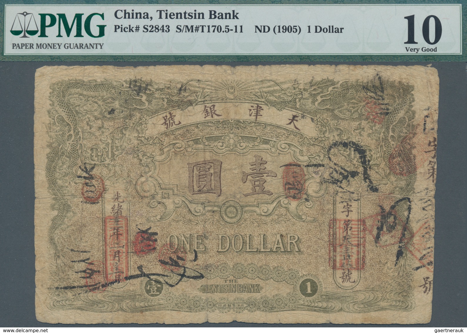 China: The Tientsin Bank 1 Dollar ND(1905), P.S2843, Extraordinary Rare And Seldom Offered On The Ma - Cina