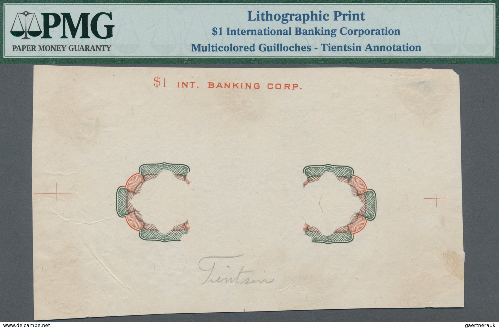 China: Litographic Print For 1 $ For The International Banking Corporation With Multicolored Guilloc - China