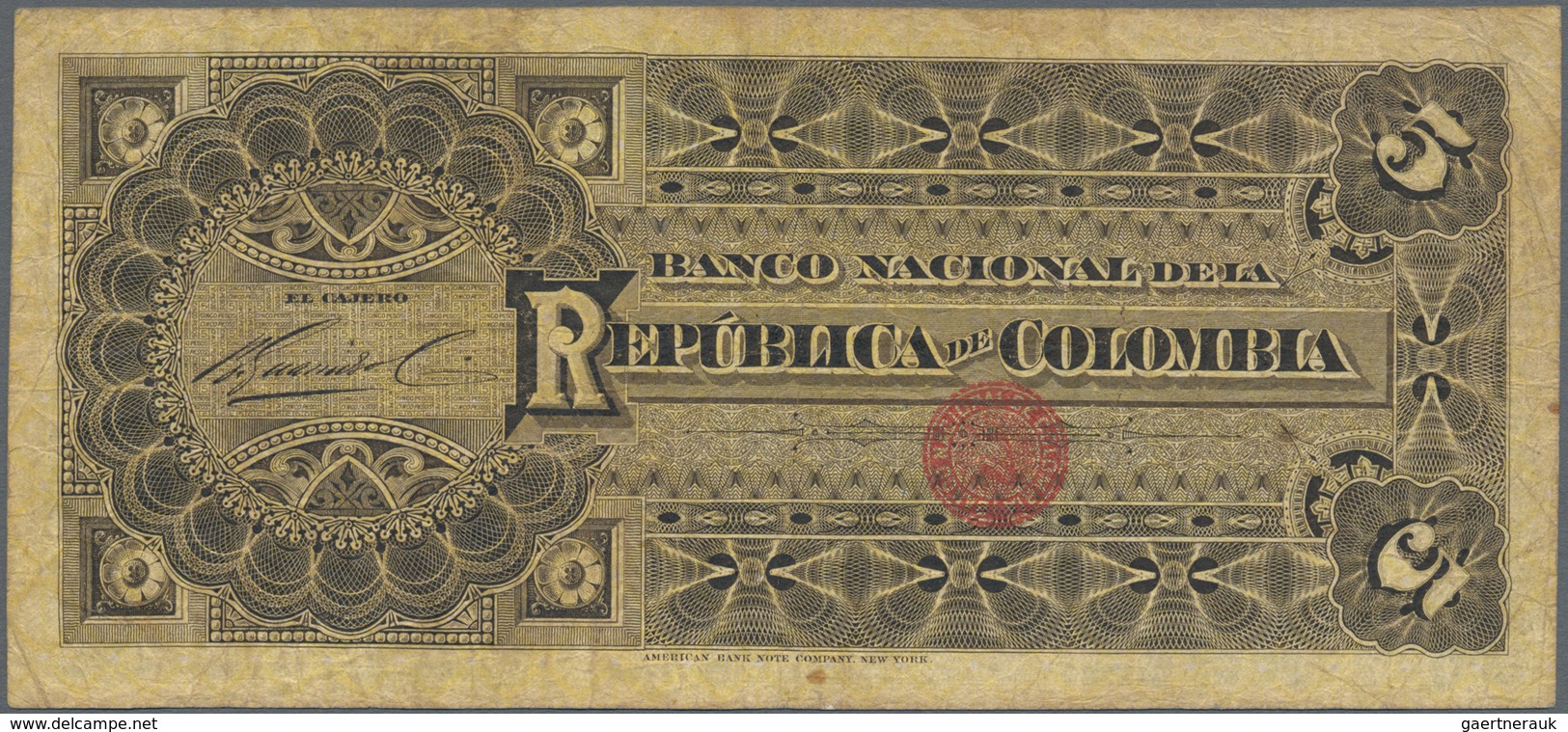 Colombia / Kolumbien: Banco Nacional De La República De Colombia 5 Pesos 1895, P.235, Great Conditio - Kolumbien