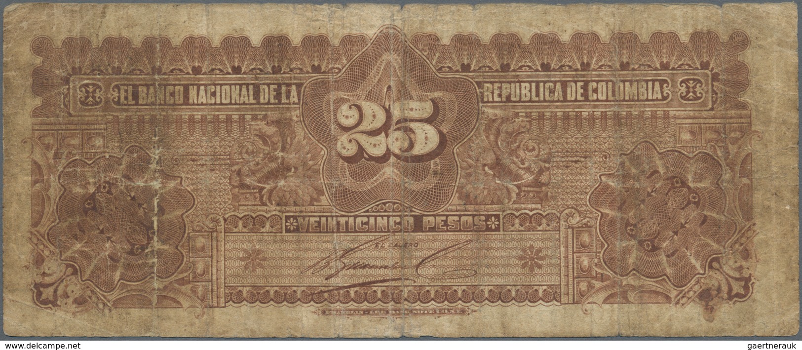 Colombia / Kolumbien: Banco Nacional De La República De Colombia 25 Pesos 1895, P.237, Almost Well W - Kolumbien