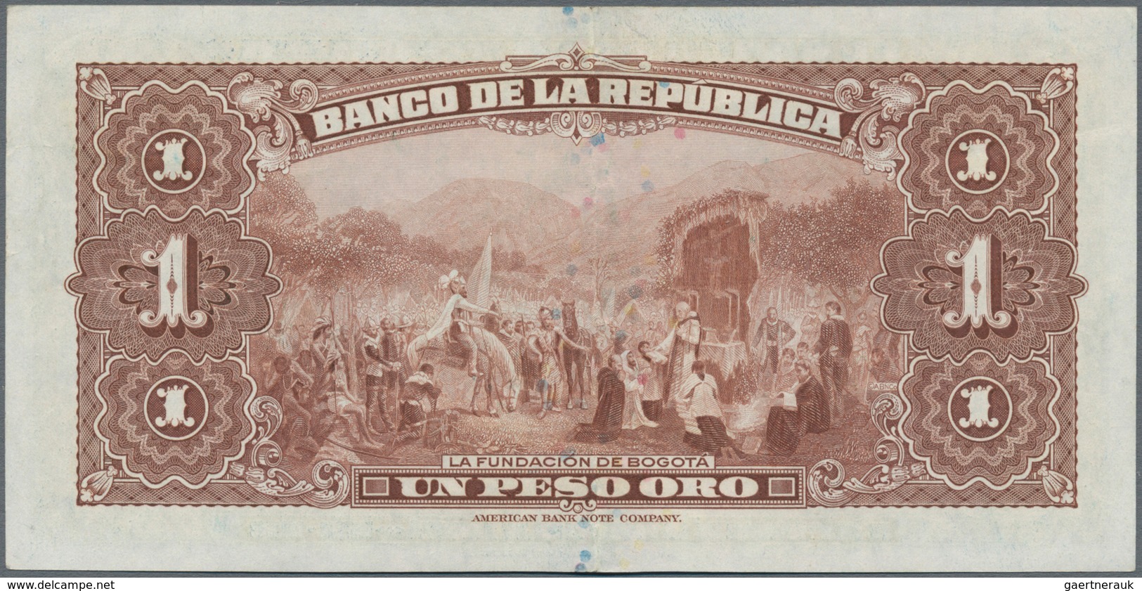 Colombia / Kolumbien: Banco De La República 1 Peso Oro 1938 Commemorating 400th Anniversary Founding - Colombia