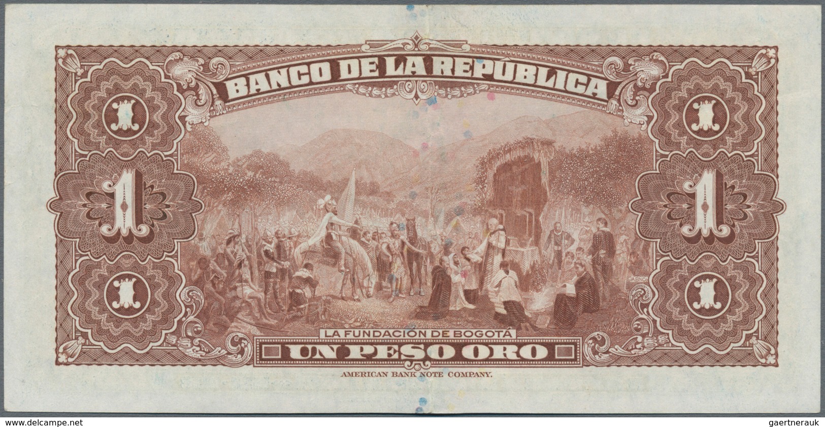 Colombia / Kolumbien: Banco De La República 1 Peso Oro 1938 Commemorating 400th Anniversary Founding - Colombie