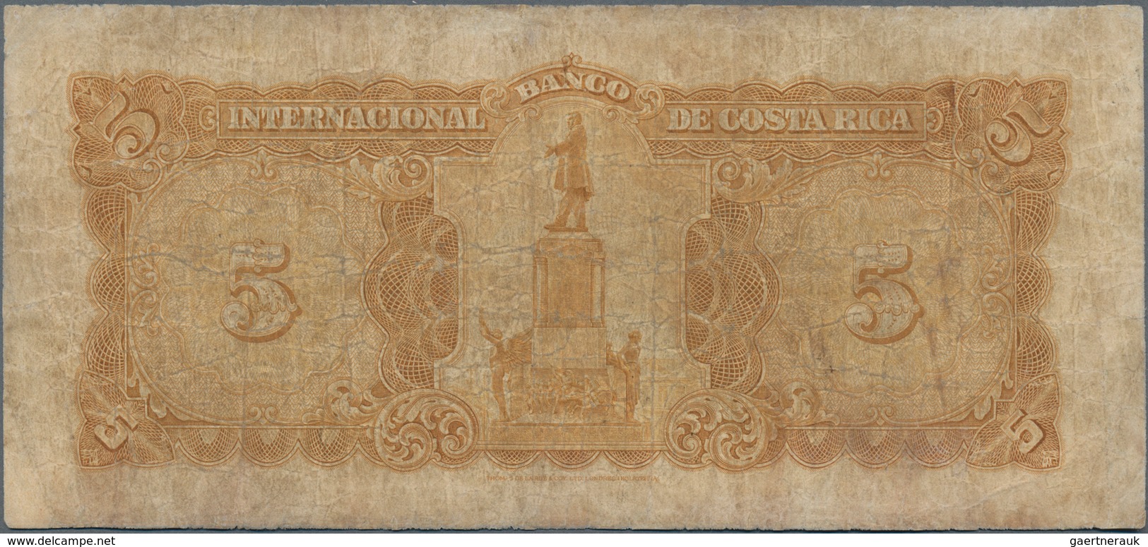 Costa Rica: El Banco Internacional De Costa Rica 5 Colones 1932, P.180, Rare And Seldom Offered Note - Costa Rica