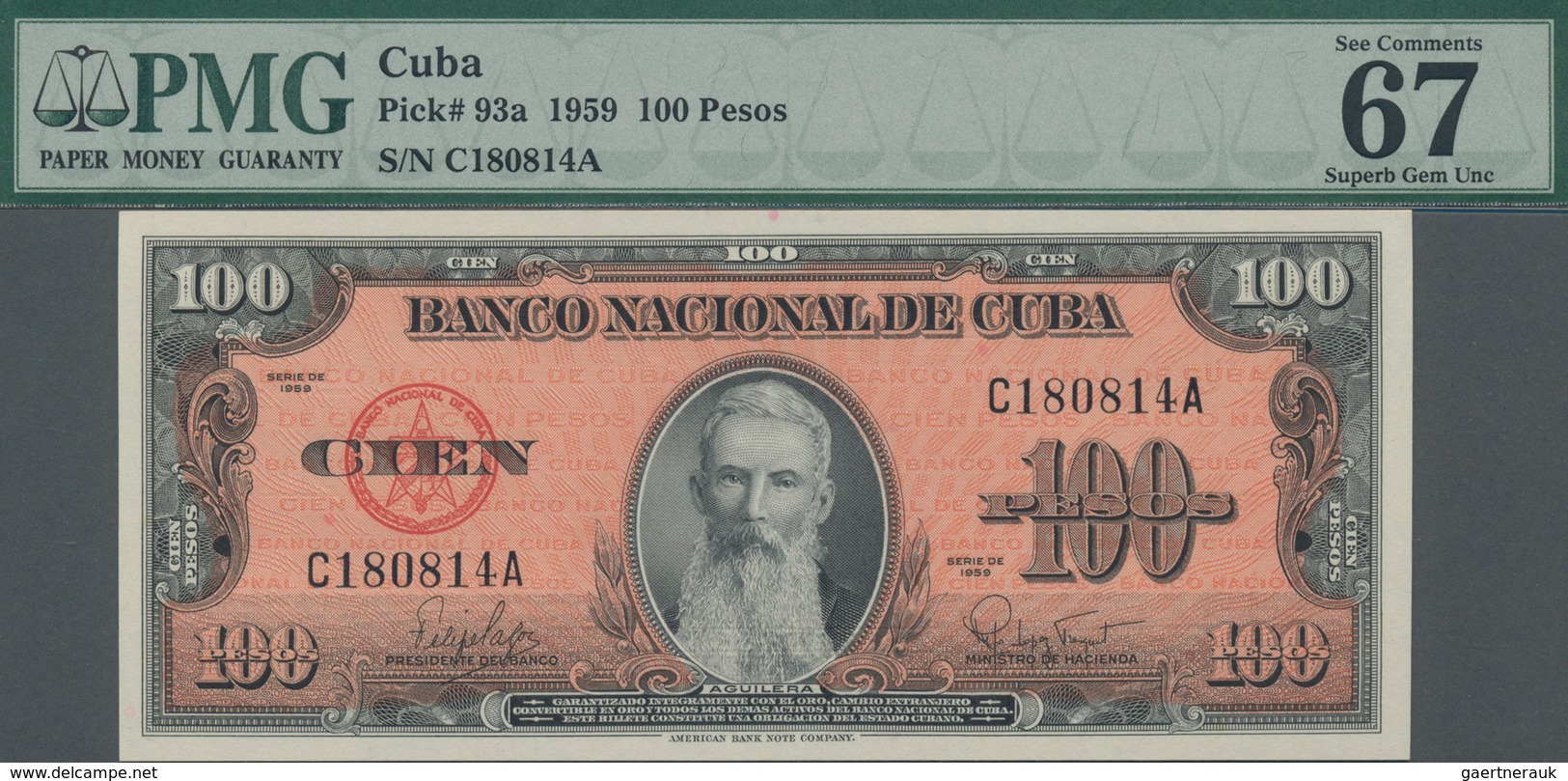 Cuba: Banco Nacional De Cuba Pair Of 100 Pesos 1959, P.93a With Consecutive Serial Numbers C180813A - Cuba