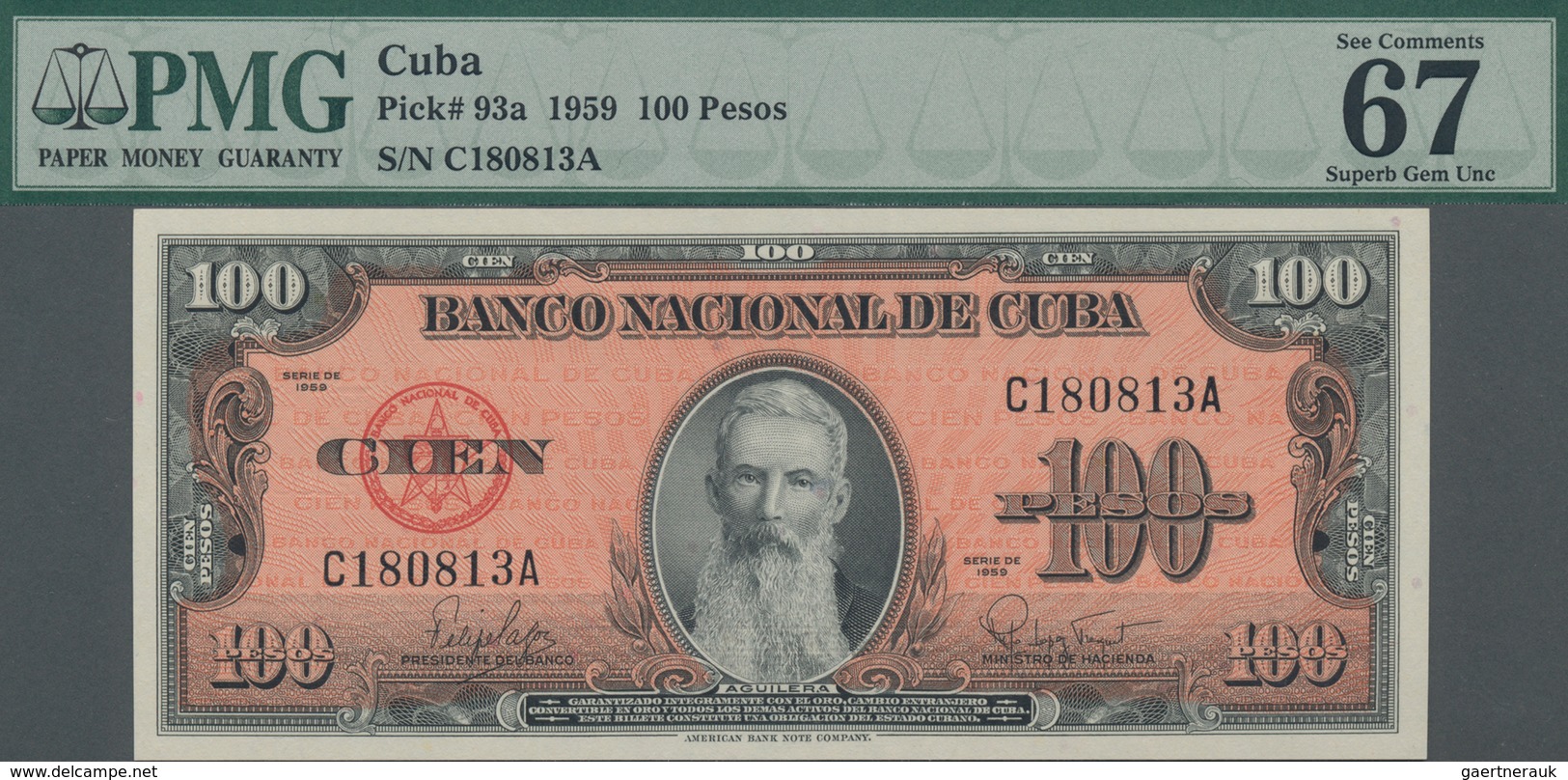 Cuba: Banco Nacional De Cuba Pair Of 100 Pesos 1959, P.93a With Consecutive Serial Numbers C180813A - Kuba