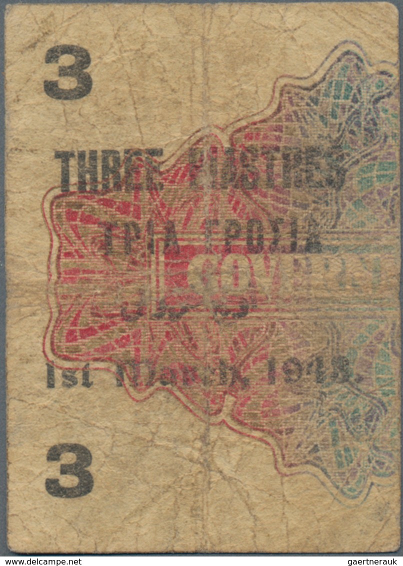 Cyprus / Zypern: Very Interesting Pair With 10 Shillings 1946 P.23 (F, Tiny Pinholes) And 3 Piastres - Chypre