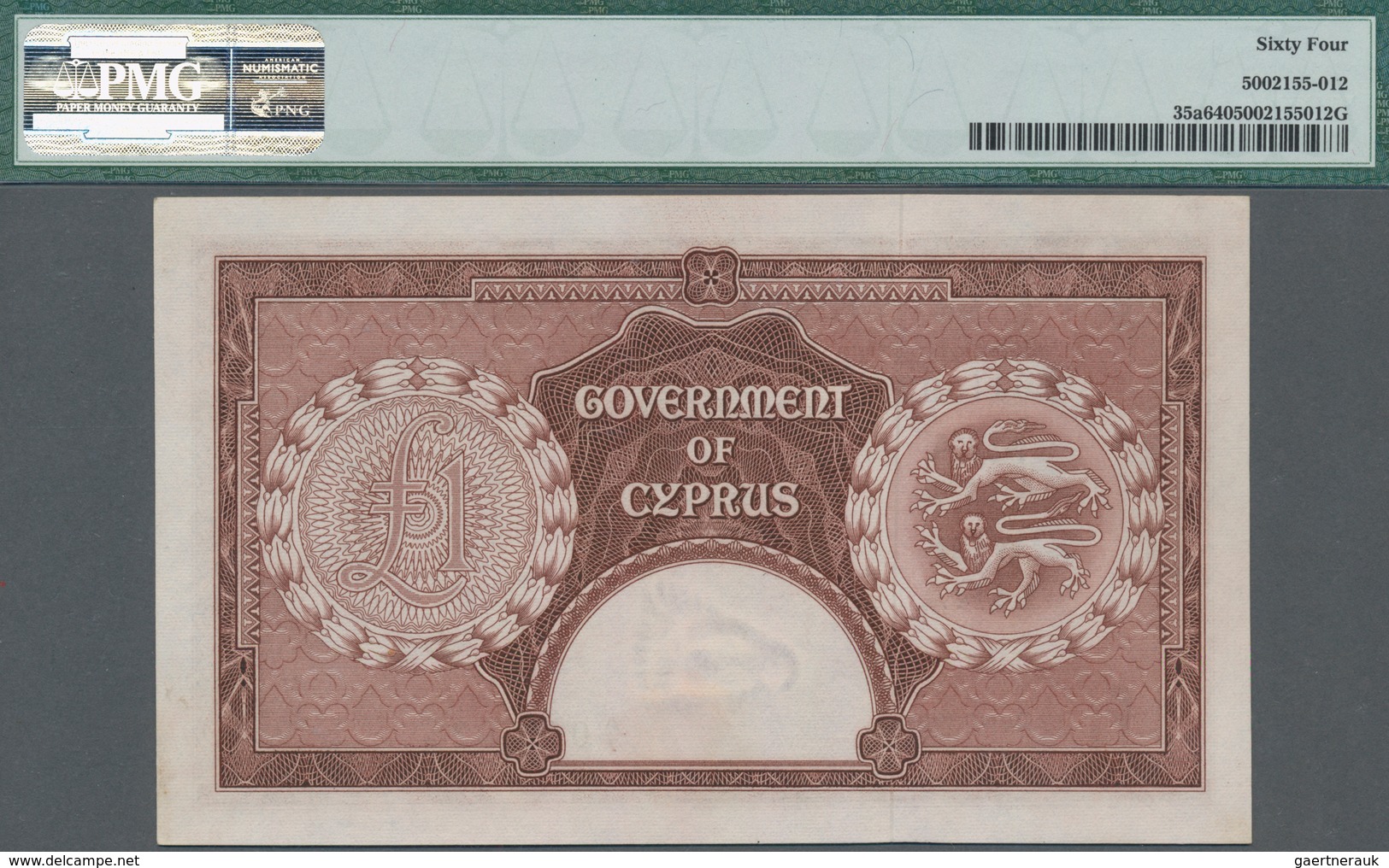 Cyprus / Zypern: Government Of Cyprus 1 Pound 1955, P.35a, Almost Perfect Original Shape, PMG Graded - Zypern