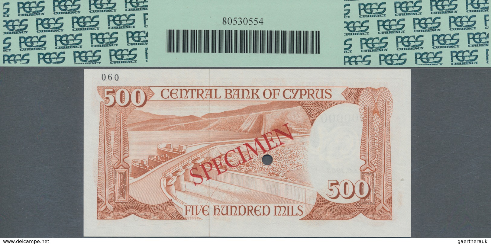 Cyprus / Zypern: Central Bank Of Cyprus 500 Mils June 1st 1982 SPECIMEN, P.45s With Red Overprint "S - Chypre
