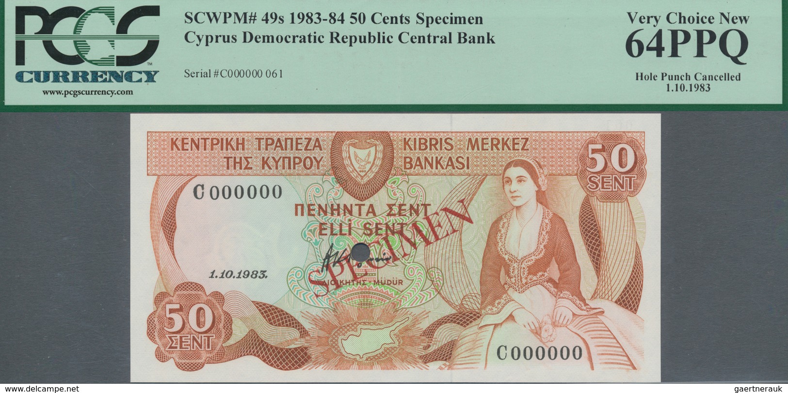 Cyprus / Zypern: Central Bank Of Cyprus 500 Mils October 1st 1983 SPECIMEN, P.49s With Red Overprint - Chypre