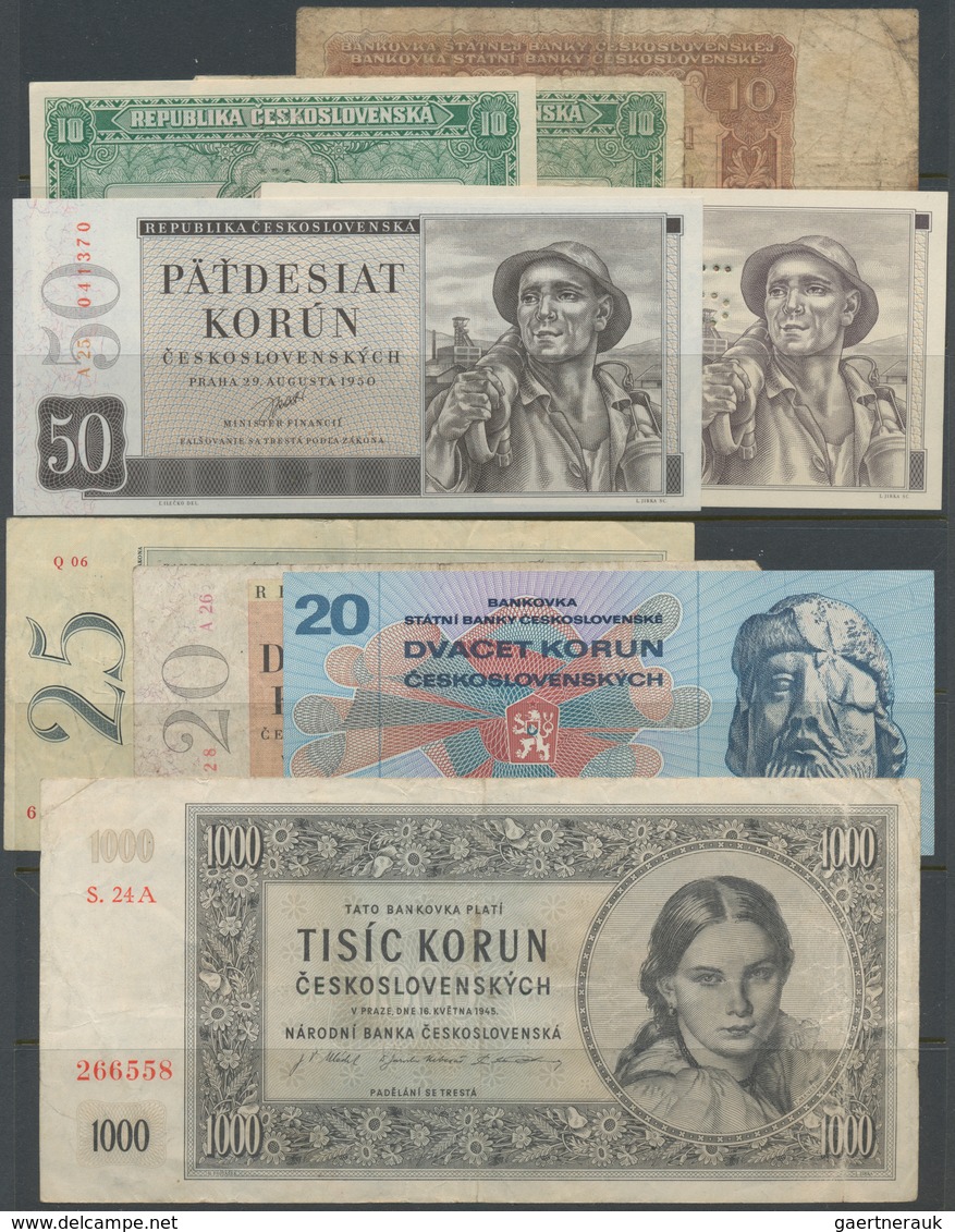 Czechoslovakia / Tschechoslowakei: Set With Different Banknotes 1919 - 1970 Including Czechoslovakia - Tschechoslowakei