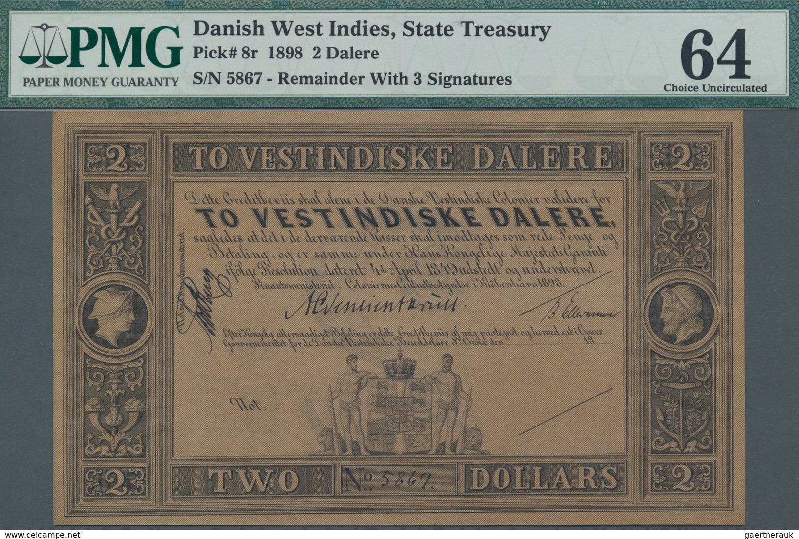 Danish West Indies / Dänisch Westindien: State Treasury Of The Danish West Indies 2 Dalere 1898 Rema - Danemark