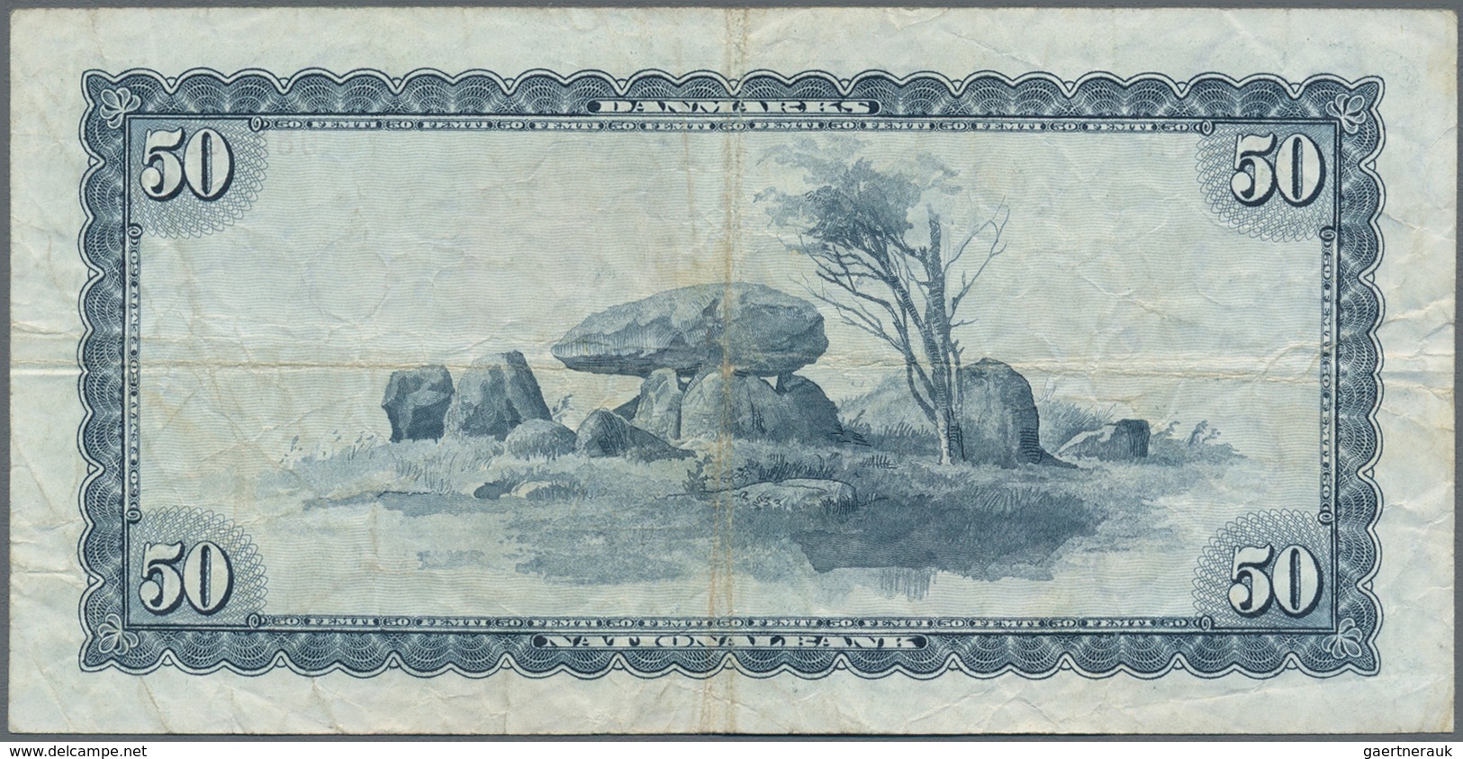 Denmark  / Dänemark: Pair With 1 Krone 1921 P.12g (F+) And 50 Kroner 1966 P.45a (F+). (2 Pcs.) - Dänemark