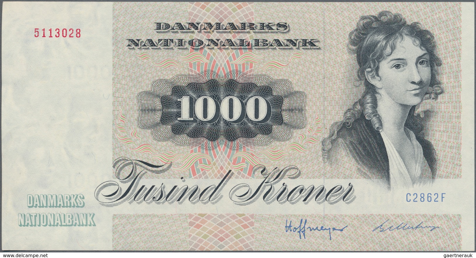 Denmark  / Dänemark: Danmarks National Bank 1000 Kroner (19)86, P.53f, Tiny Dint At Lower Left, Othe - Denmark