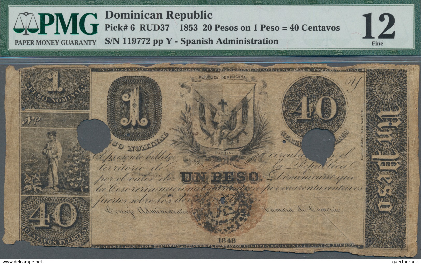 Dominican Republic / Dominikanische Republik: República Dominicana 20 Pesos On 1 Peso = 40 Centavos, - Dominicaine