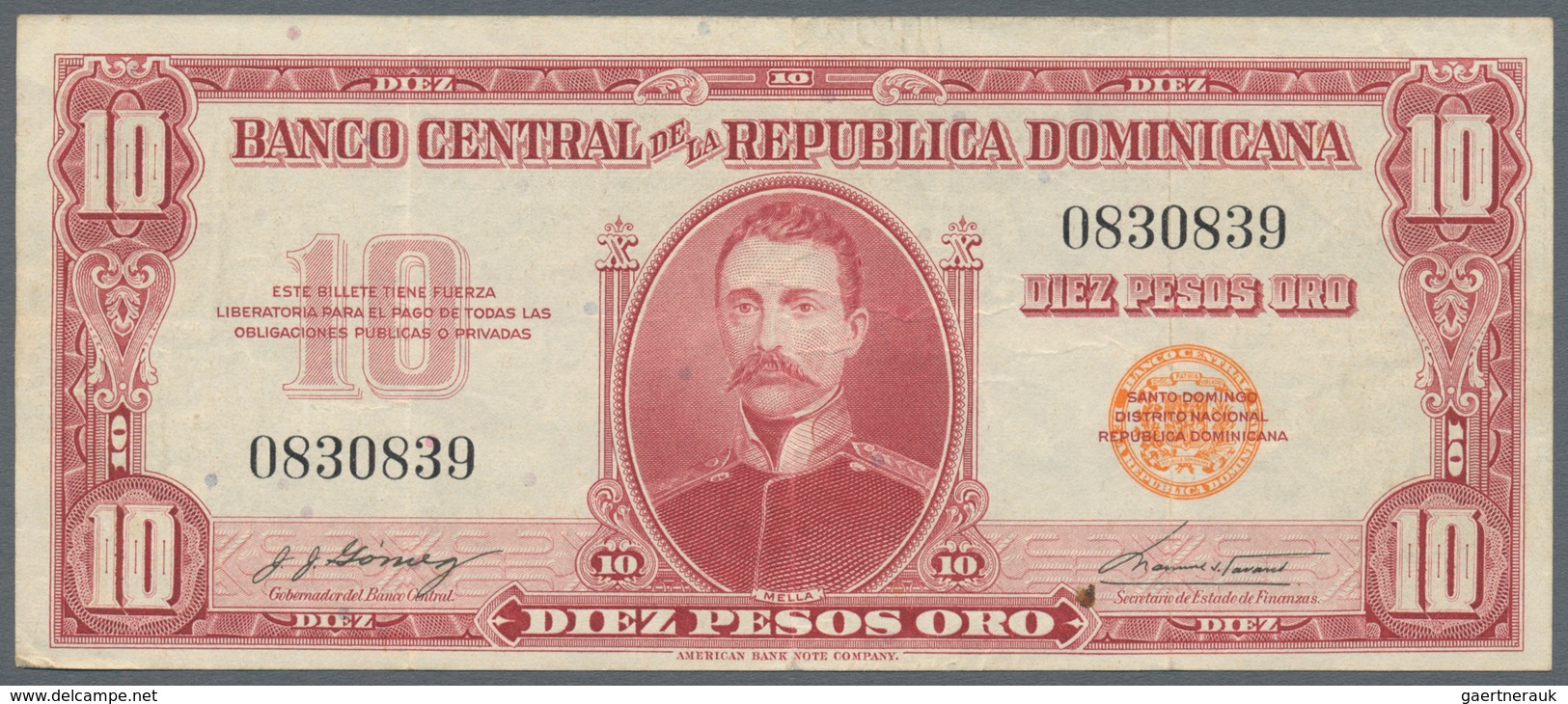 Dominican Republic / Dominikanische Republik: Banco Central De La República Dominicana 10 Pesos ND(1 - Dominicaine