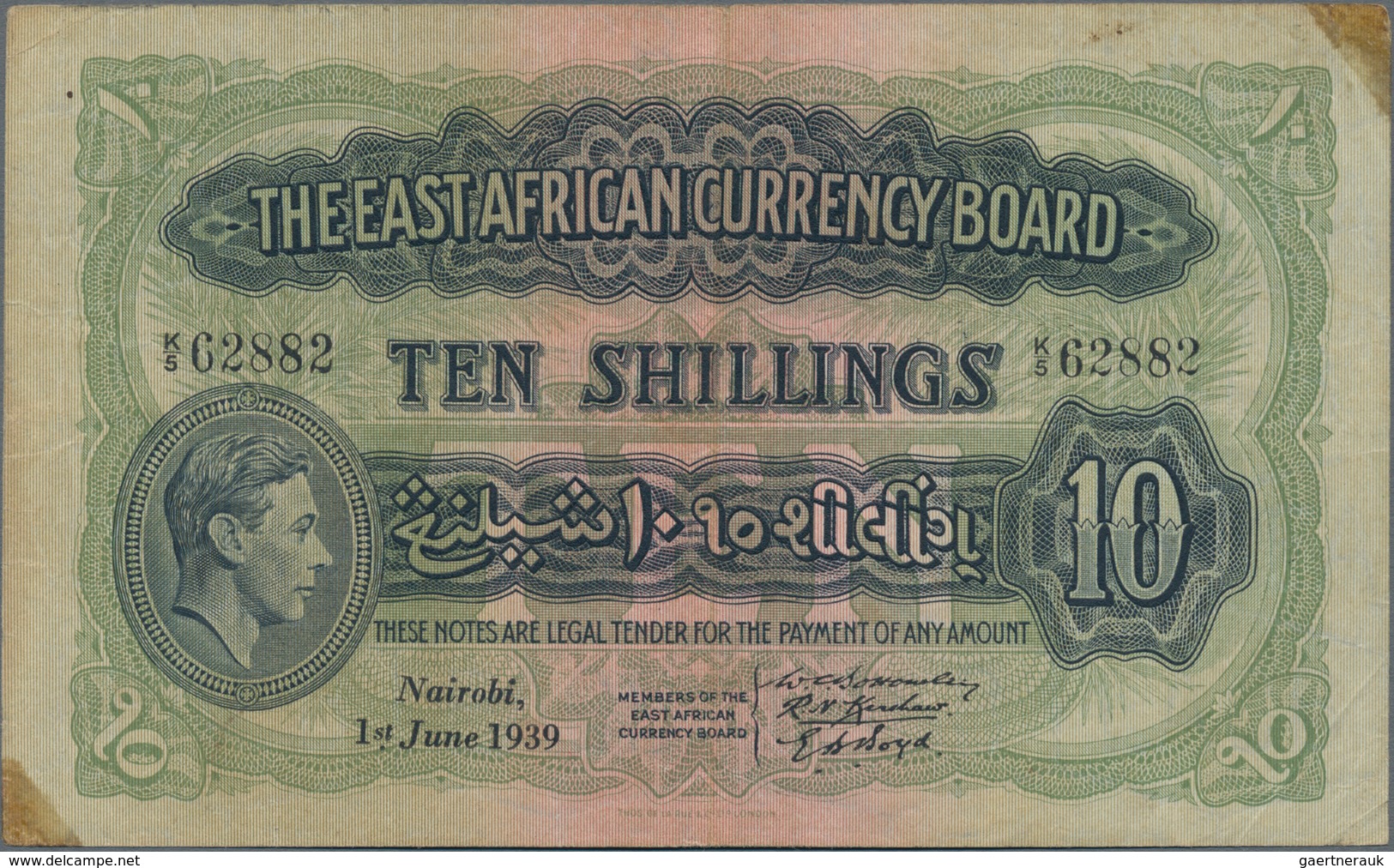 East Africa / Ost-Afrika: Pair With 10 Shillings 1939 P.26B (F) And 20 Shillings 1951 P.30b (VG/F-). - Sonstige – Afrika