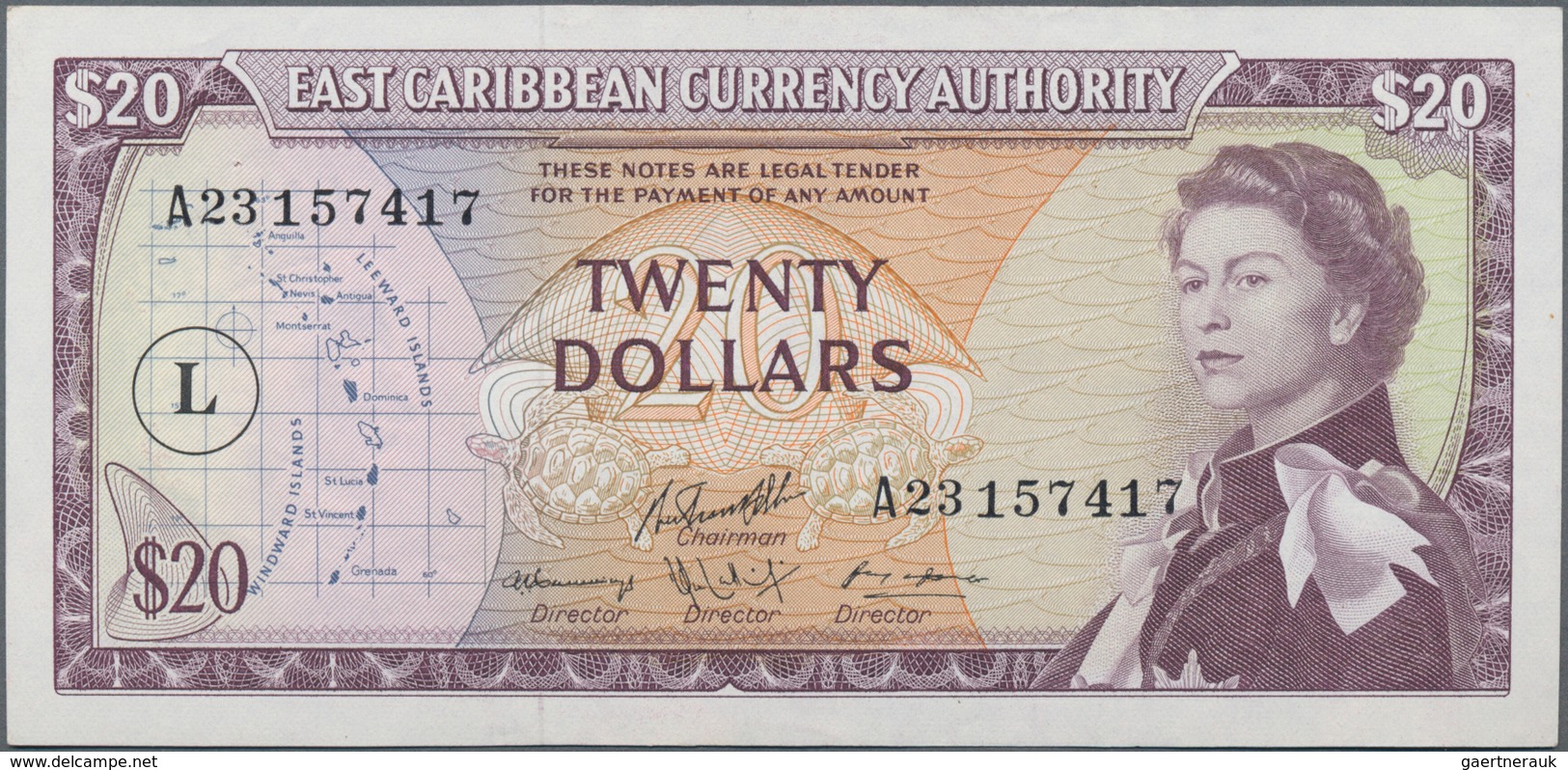 East Caribbean States / Ostkaribische Staaten: East Caribbean Currency Authority 20 Dollars ND(1965) - Ostkaribik