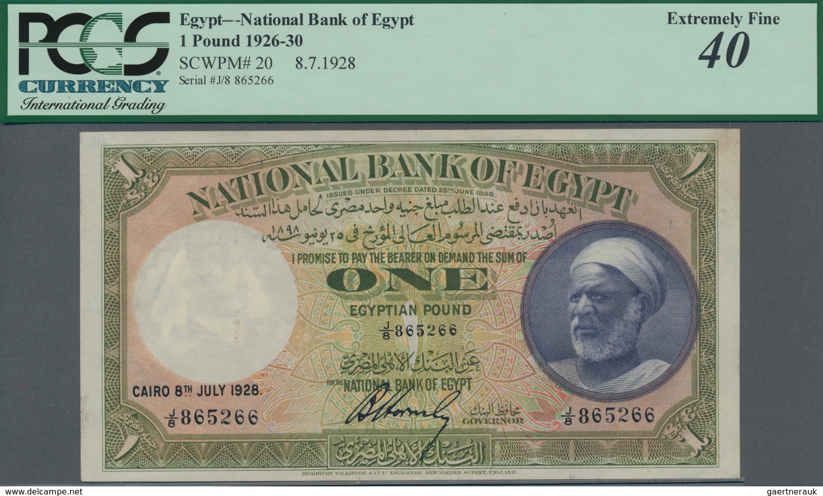 Egypt / Ägypten: The National Bank Of Egypt 1 Pound 1928, P.20, Very Popular Note In Great Condition - Aegypten