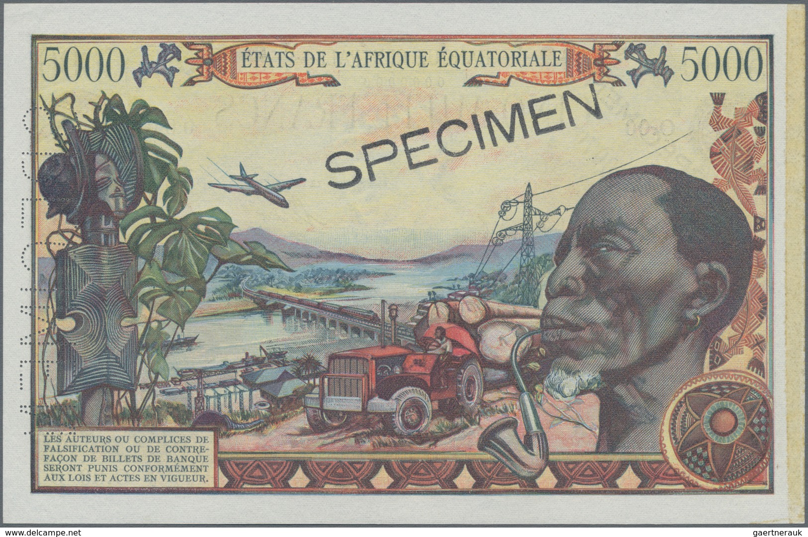 Equatorial African States: Banque Centrale - États De L'Afrique Équatoriale 5000 Francs ND(1963) SPE - Sonstige – Afrika