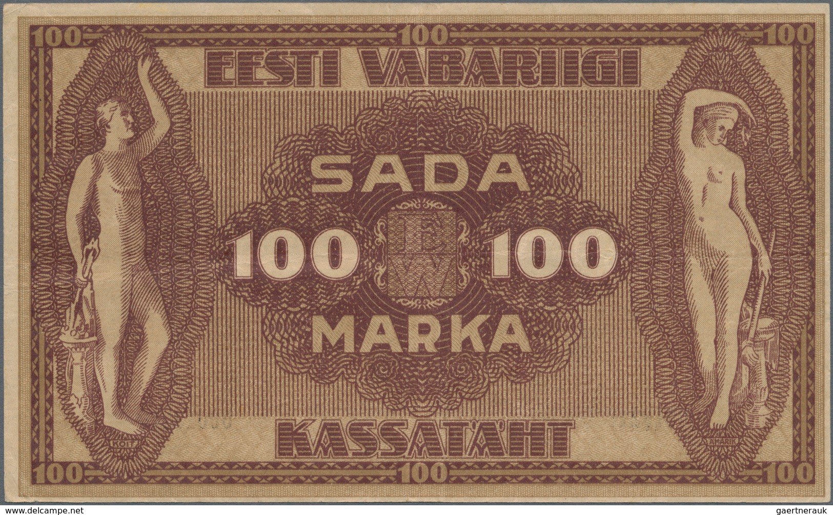 Estonia / Estland: 100 Marka 1919 With Seeria II, P.48b, Still Great Original Shape With A Few Folds - Estland