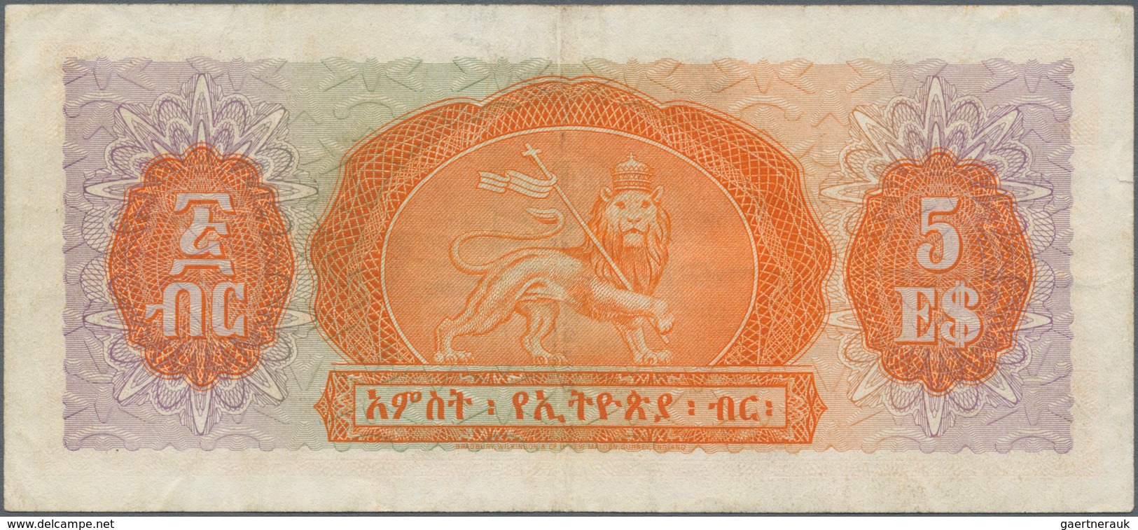 Ethiopia / Äthiopien: Pair With 5 Dollars ND(1945) P.13a (VF+) And 5 Dollars ND(1961) P.19 (VF). (2 - Aethiopien