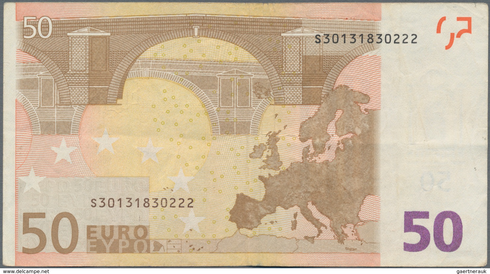 EURO: European Central Bank 50 Euros, Series 2002 With Signature Jean-Claude Trichet, Serial Letter - Autres & Non Classés