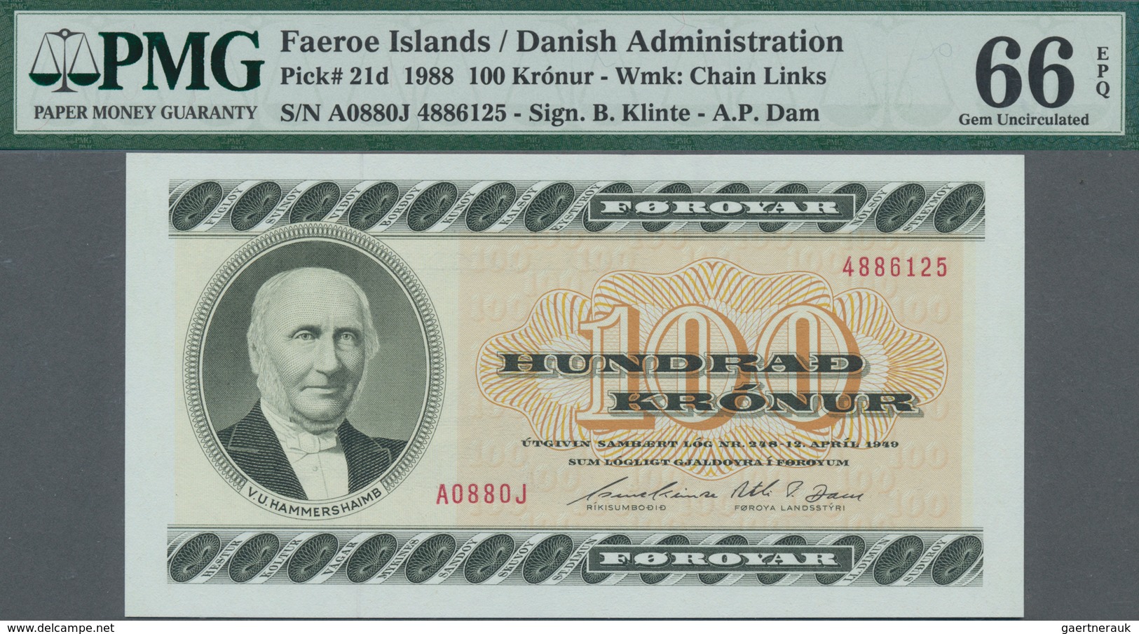 Faeroe Islands / Färöer: Lot With 4 Banknotes Containing 10 Kronur ND(1970-72) P.15d PMG 66 EPQ, 10 - Féroé (Iles)