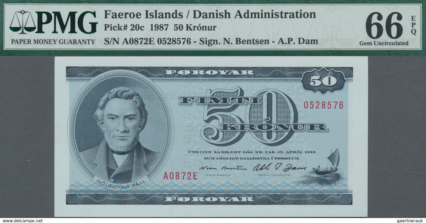 Faeroe Islands / Färöer: Lot With 4 Banknotes Containing 10 Kronur ND(1970-72) P.15d PMG 66 EPQ, 10 - Färöer Inseln